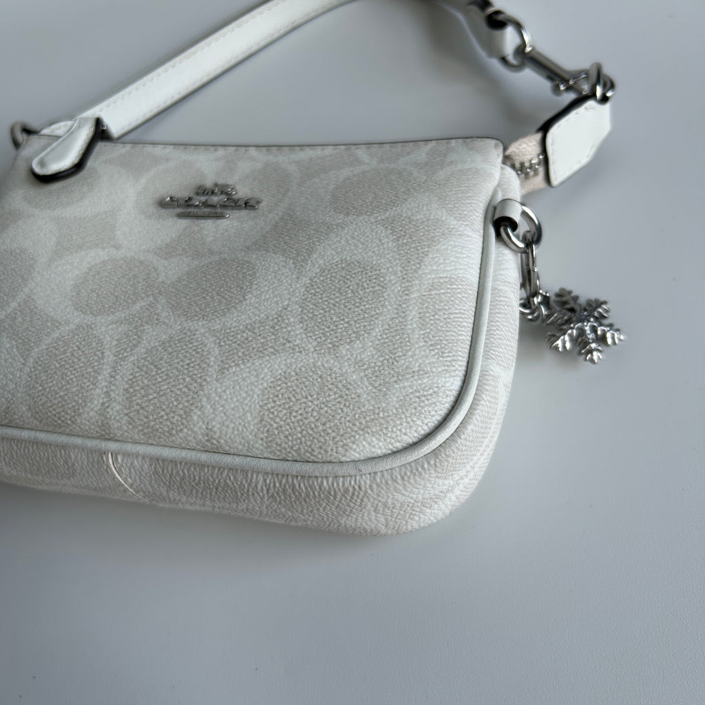 Coach Nolita 15 Chalk White Signature Canvas Wristlet Bag Excellent