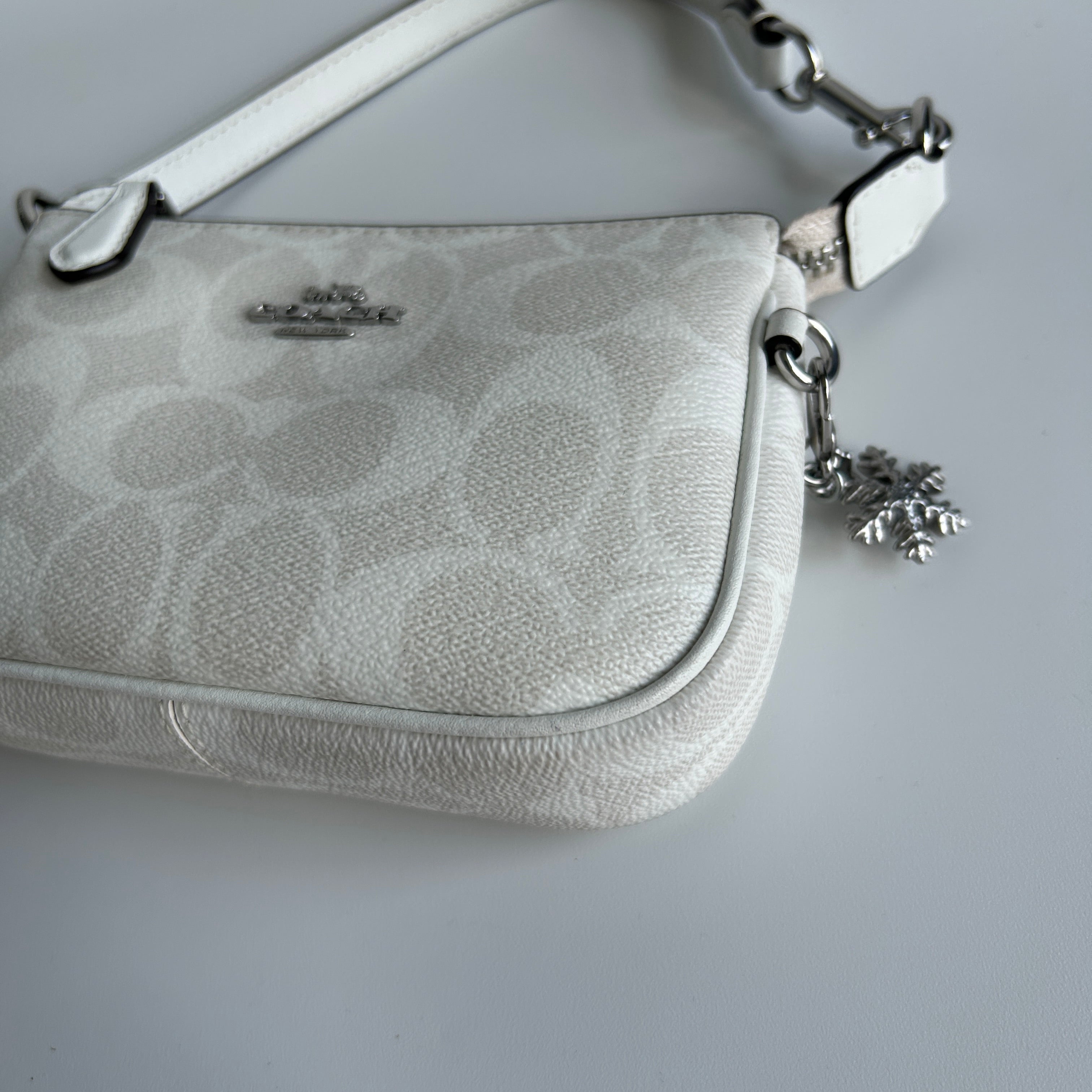 Coach Nolita 15 Chalk White Signature Canvas Wristlet Bag Excellent