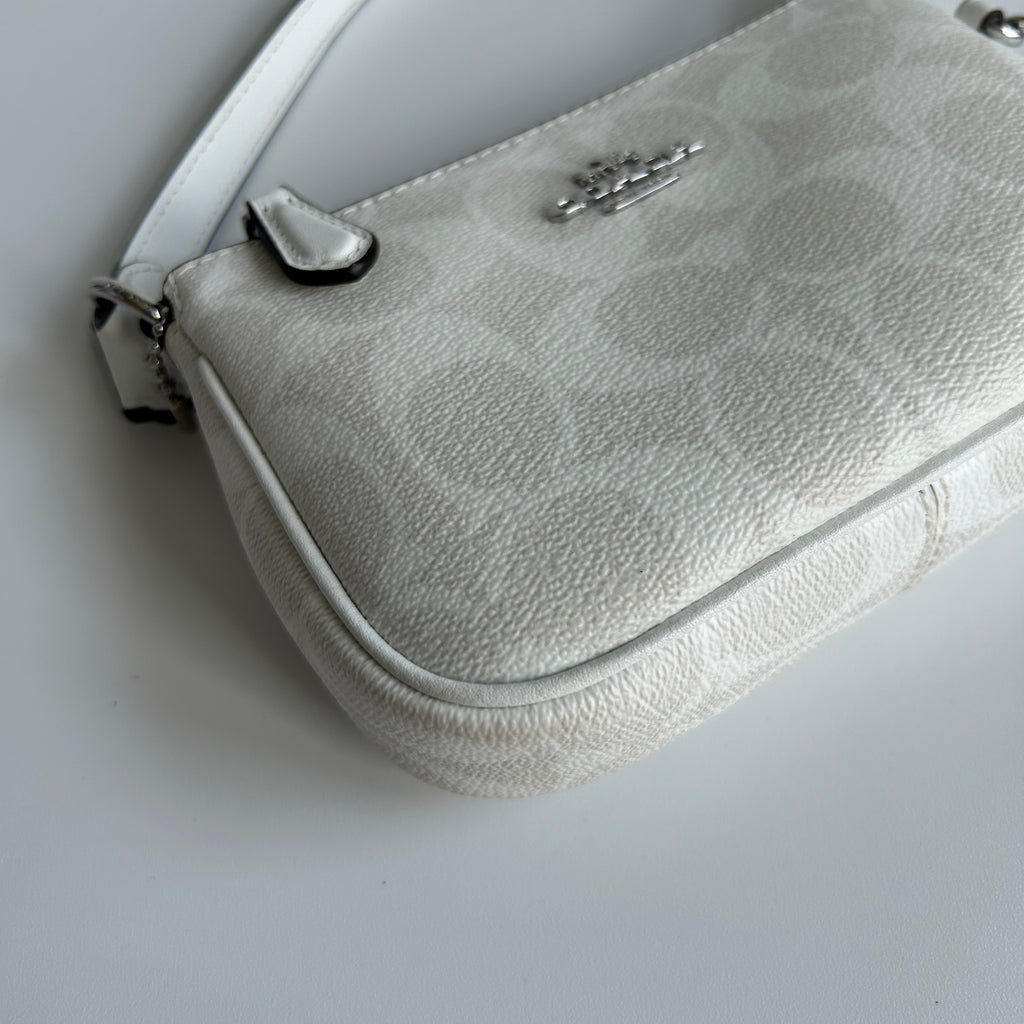 Coach Nolita 15 Chalk White Signature Canvas Wristlet Bag Excellent