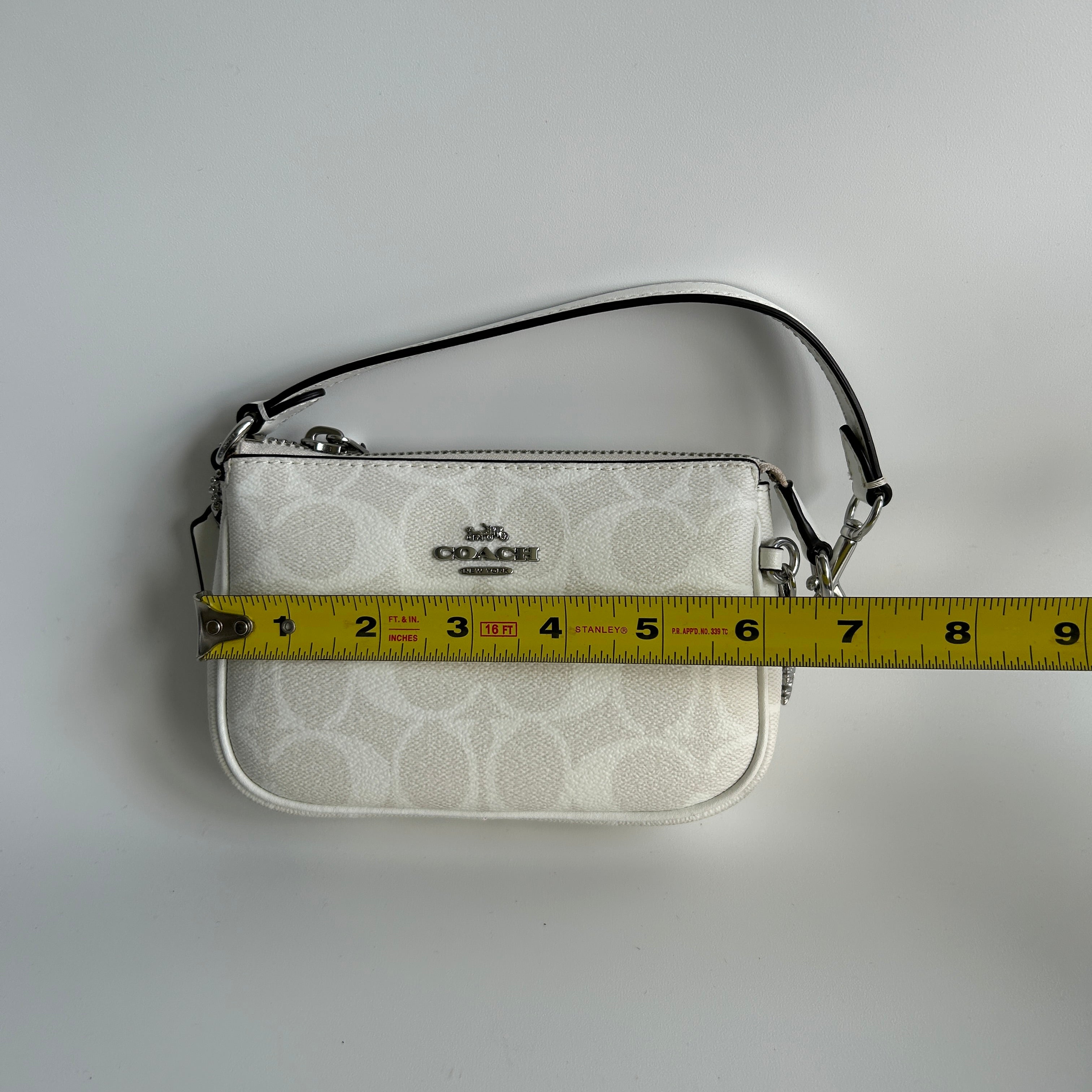 Coach Nolita 15 Chalk White Signature Canvas Wristlet Bag Excellent