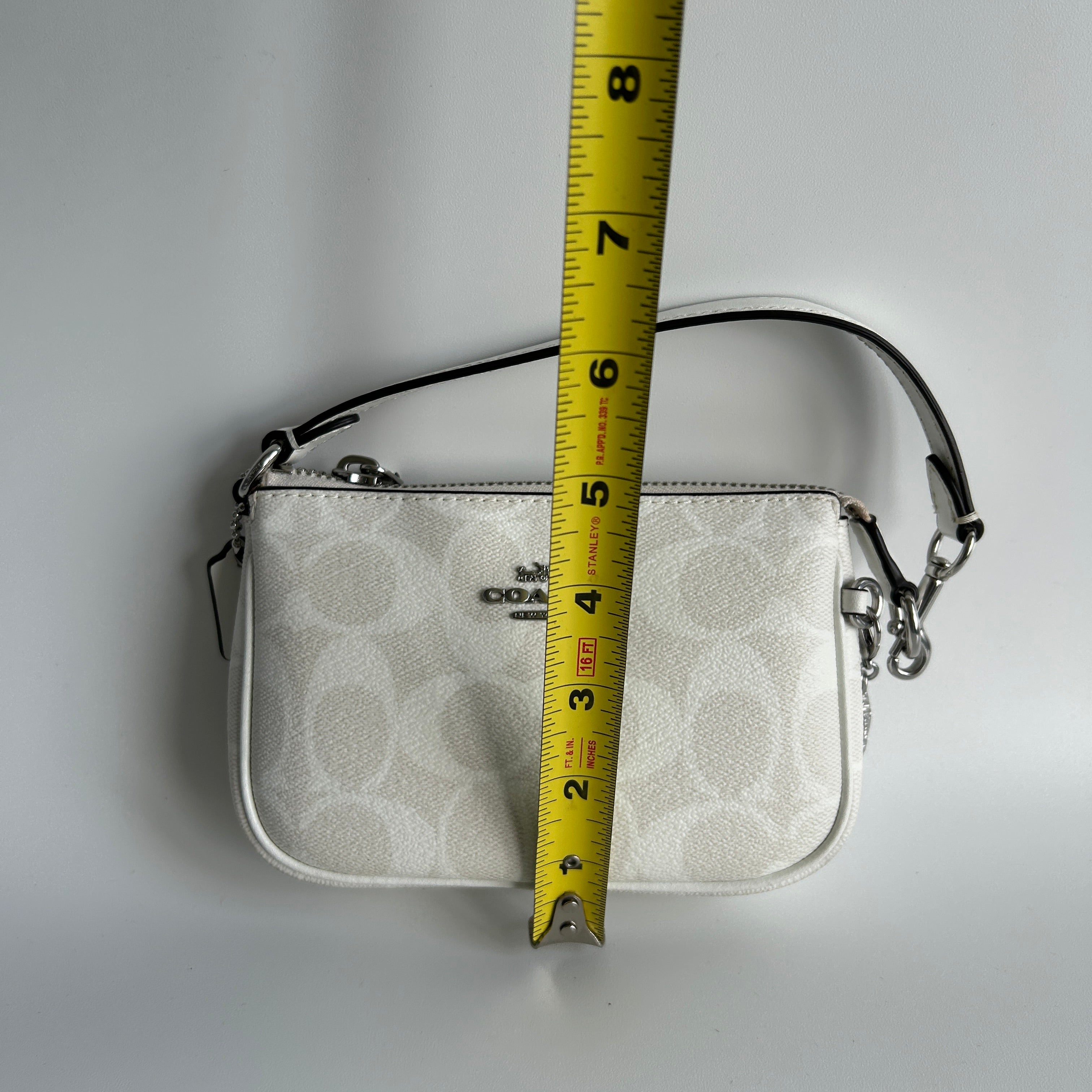 Coach Nolita 15 Chalk White Signature Canvas Wristlet Bag Excellent