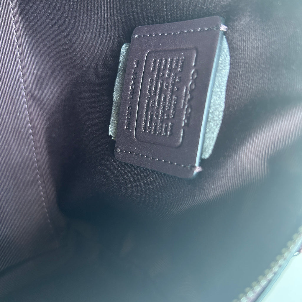 Coach Mini Rowan Metallic Plum Signature Leather Crossbody Bag Good