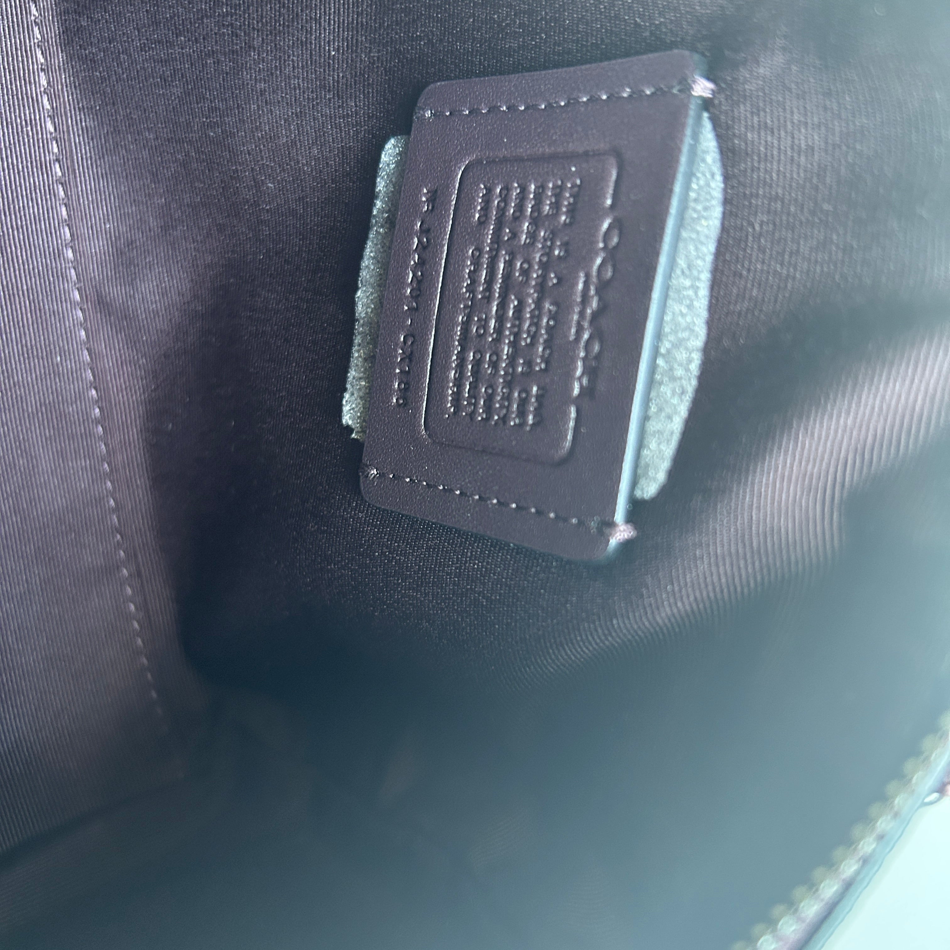 Coach Mini Rowan Metallic Plum Signature Leather Crossbody Bag Good