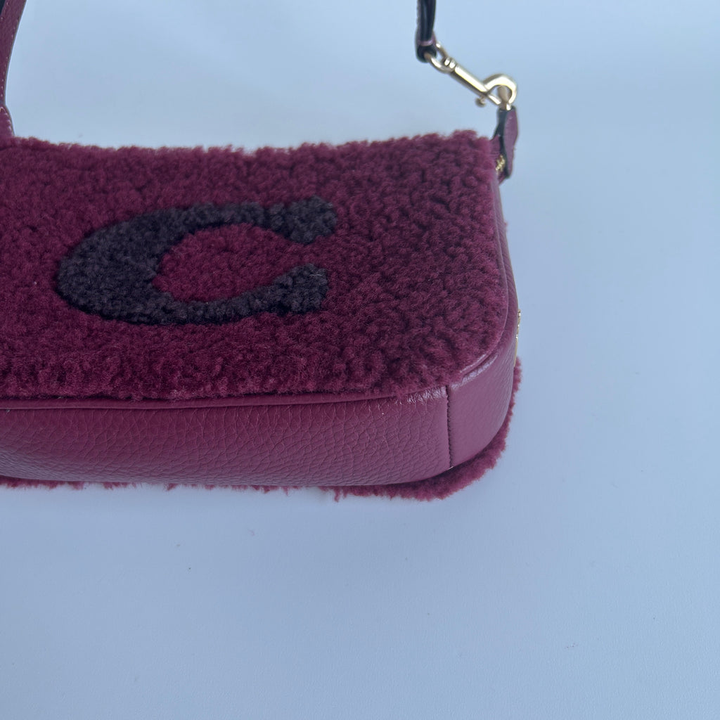 Coach Nolita 19 Wine Shearling Leather Shoulder Bag Excellent