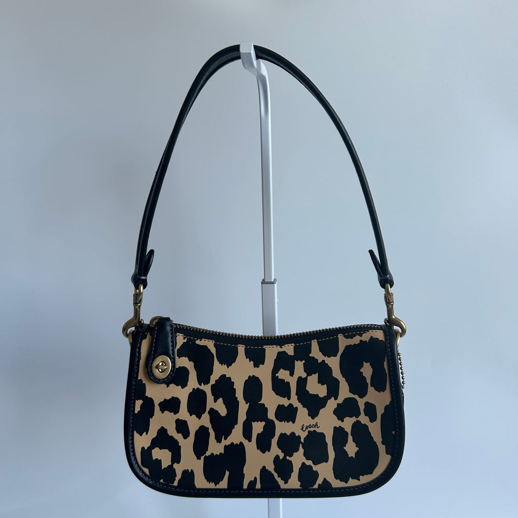 Coach Swinger 20 Leopard Print Leather Shoulder Bag CM513 Excellent
