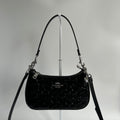 Coach Teri Black Signature Patent Leather Shoulder Bag Excellent