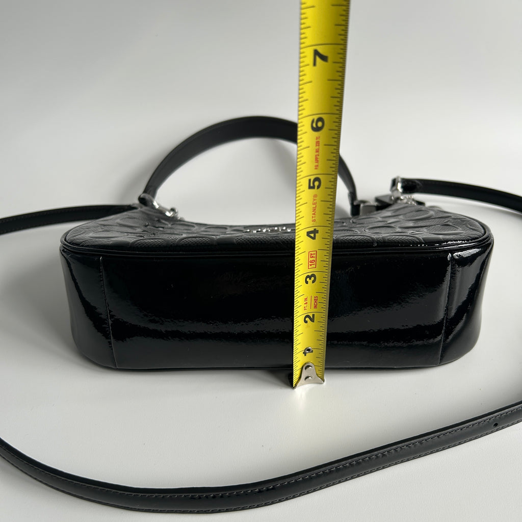 Coach Teri Black Signature Patent Leather Shoulder Bag Excellent
