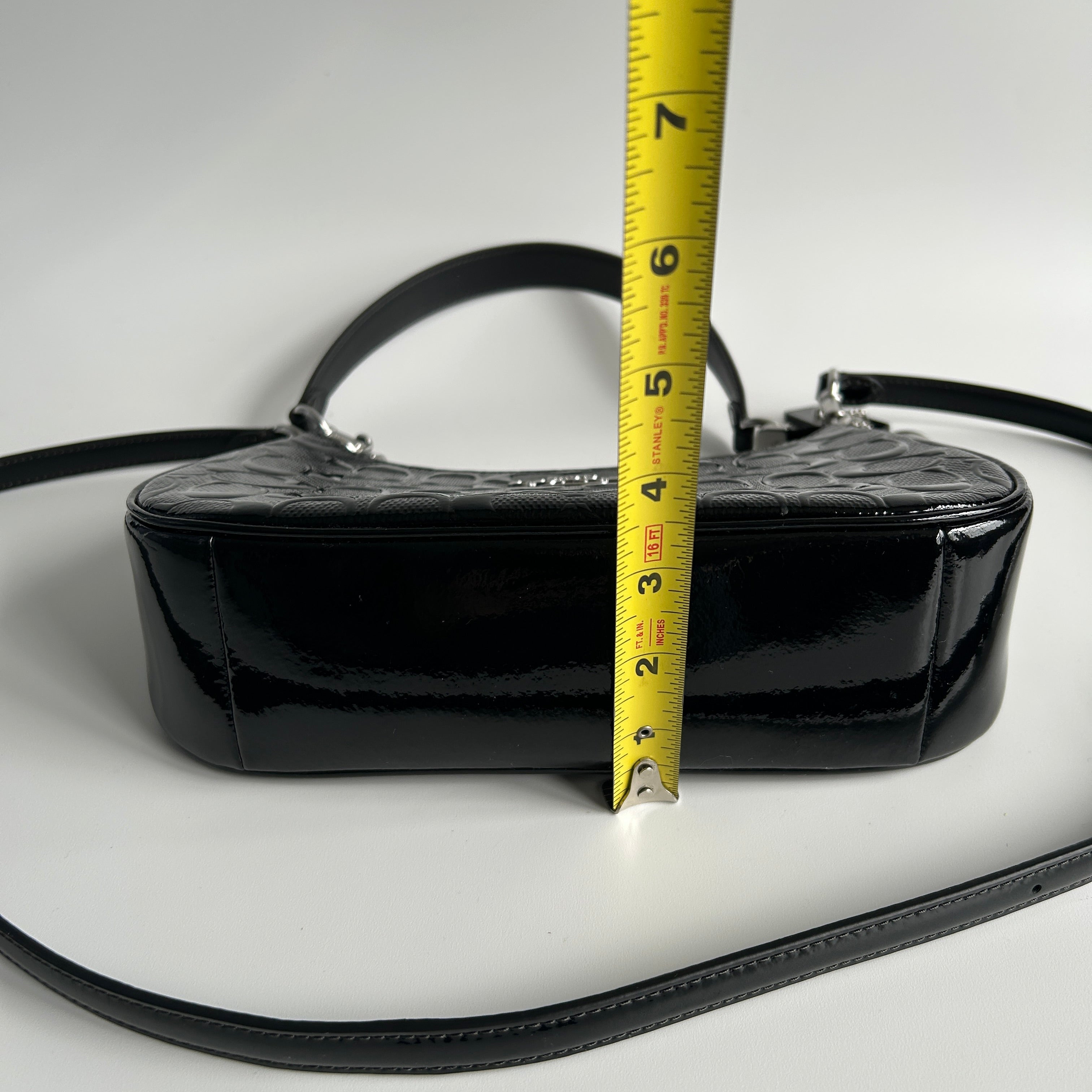Coach Teri Black Signature Patent Leather Shoulder Bag Excellent