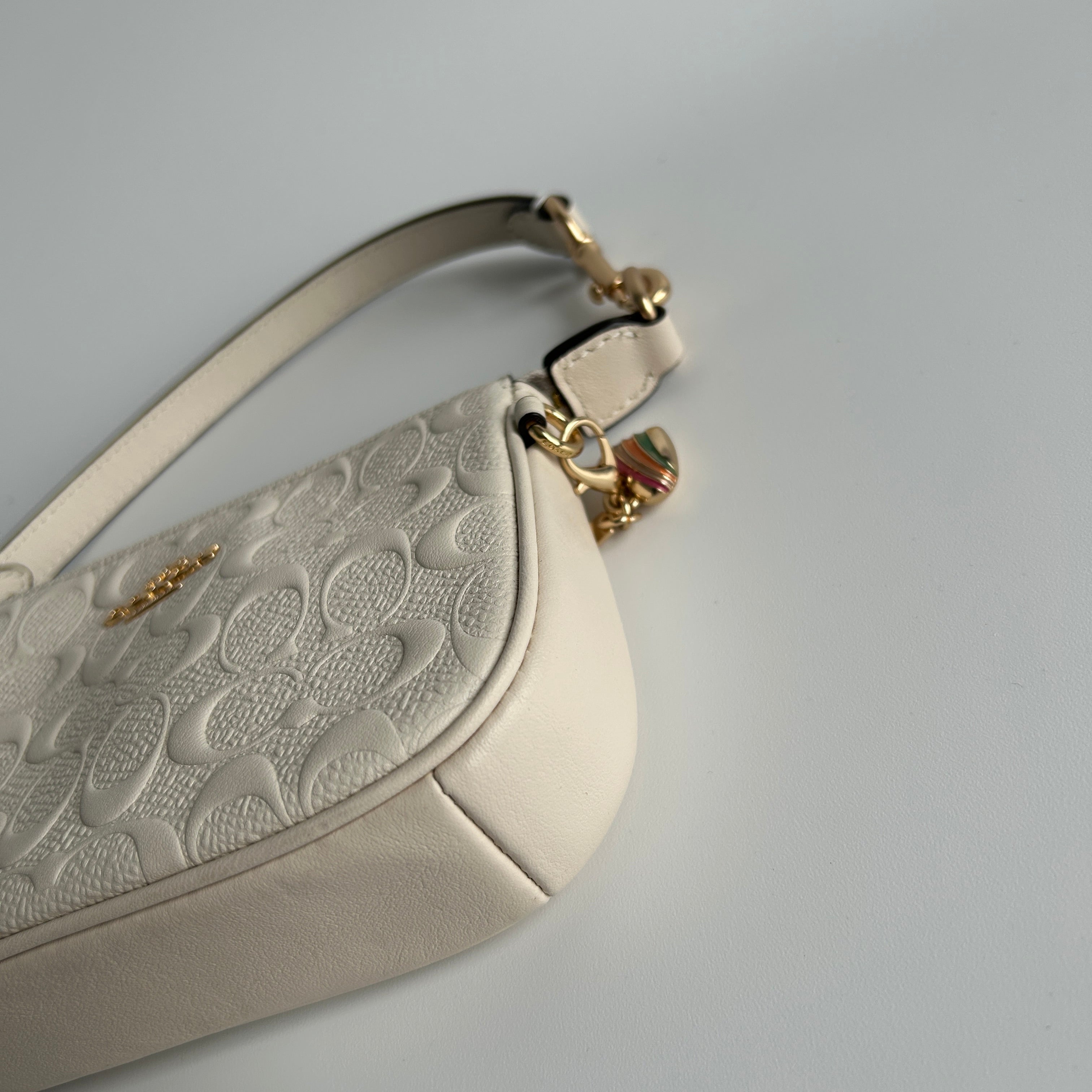 Coach Nolita 15 Chalk White Signature Leather Wristlet Excellent