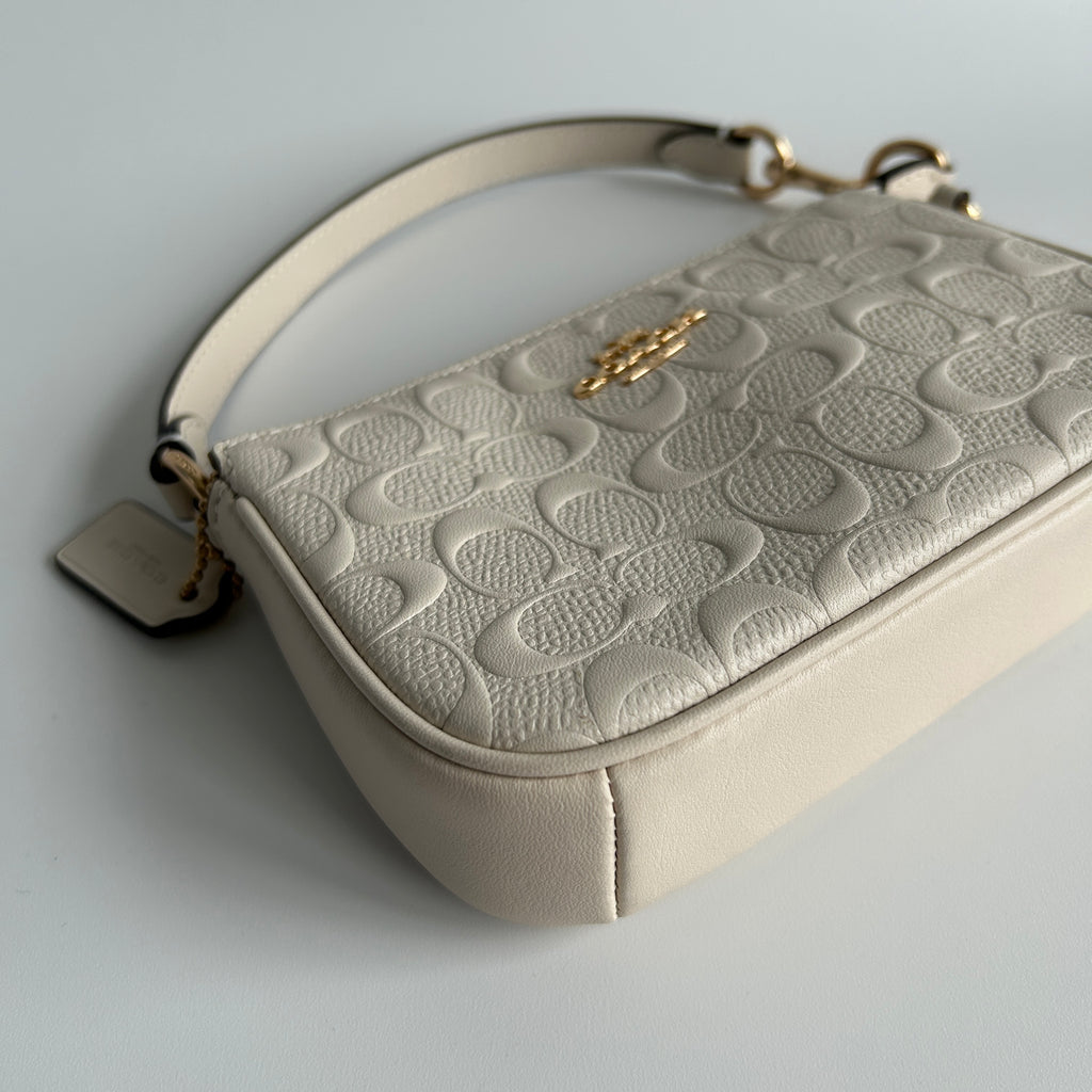 Coach Nolita 15 Chalk White Signature Leather Wristlet Excellent