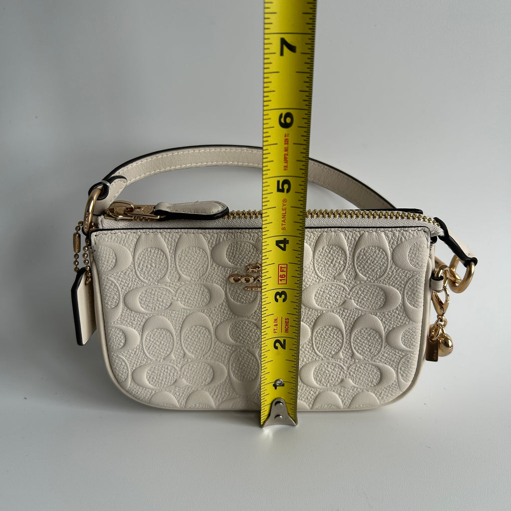 Coach Nolita 15 Chalk White Signature Leather Wristlet Excellent