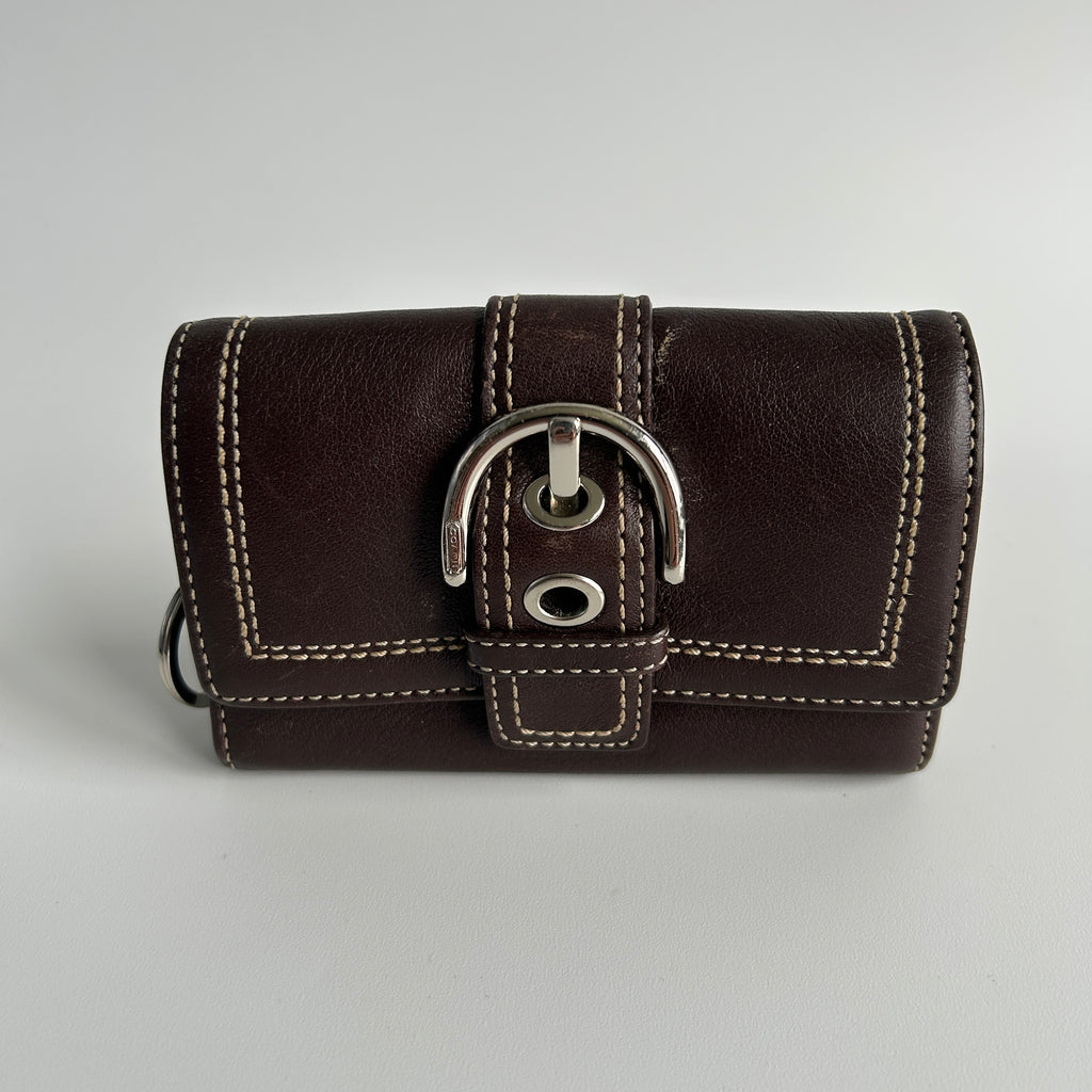 Coach Soho Buckle Trifold Dark Brown Leather Wallet F41515 Excellent