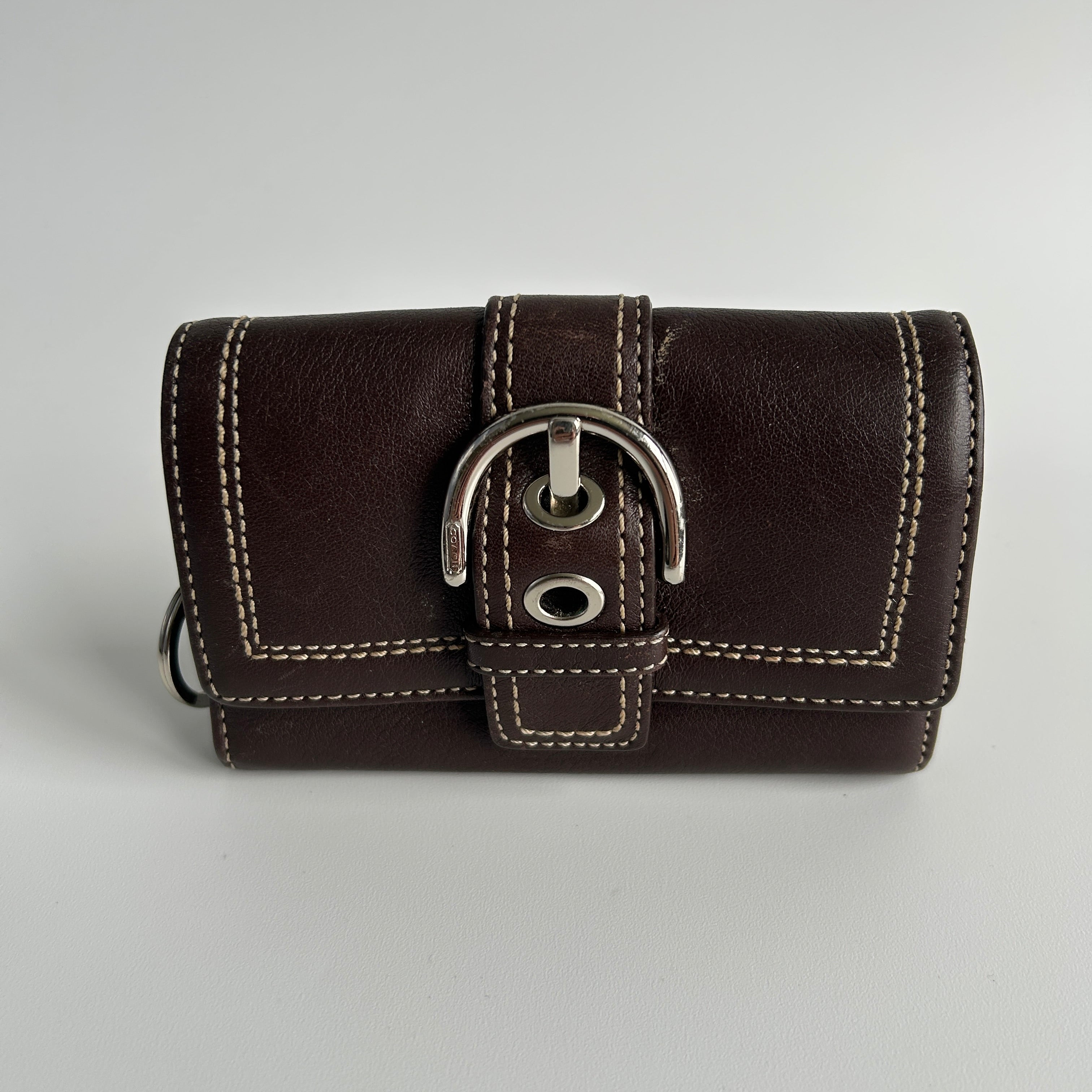 Coach Soho Buckle Trifold Dark Brown Leather Wallet F41515 Excellent