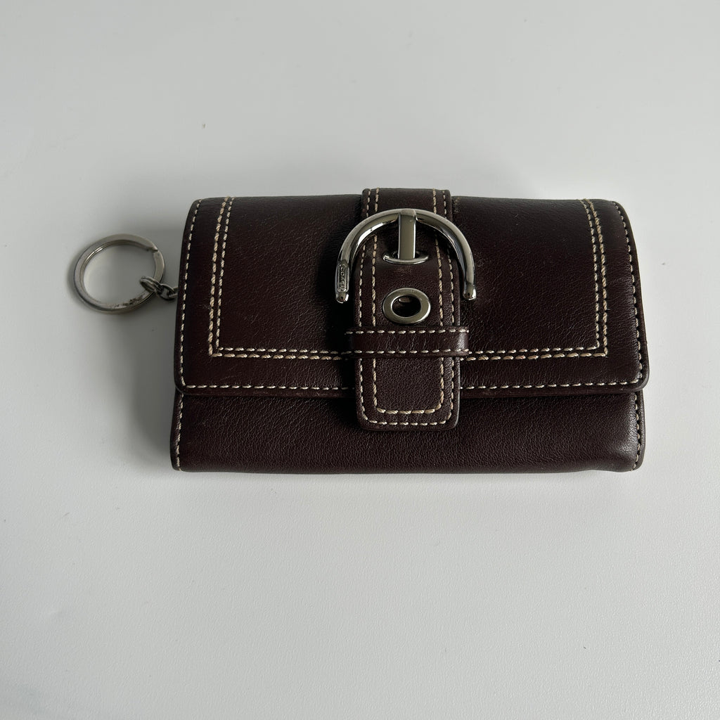 Coach Soho Buckle Trifold Dark Brown Leather Wallet F41515 Excellent