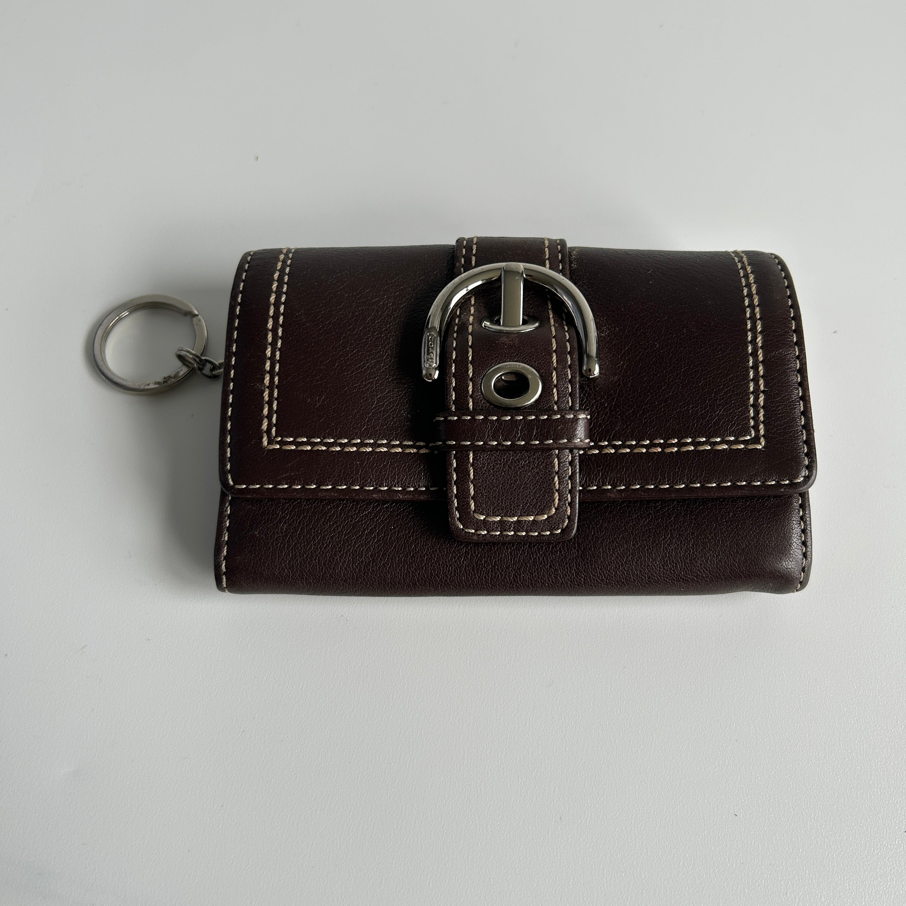 Coach Soho Buckle Trifold Dark Brown Leather Wallet F41515 Excellent