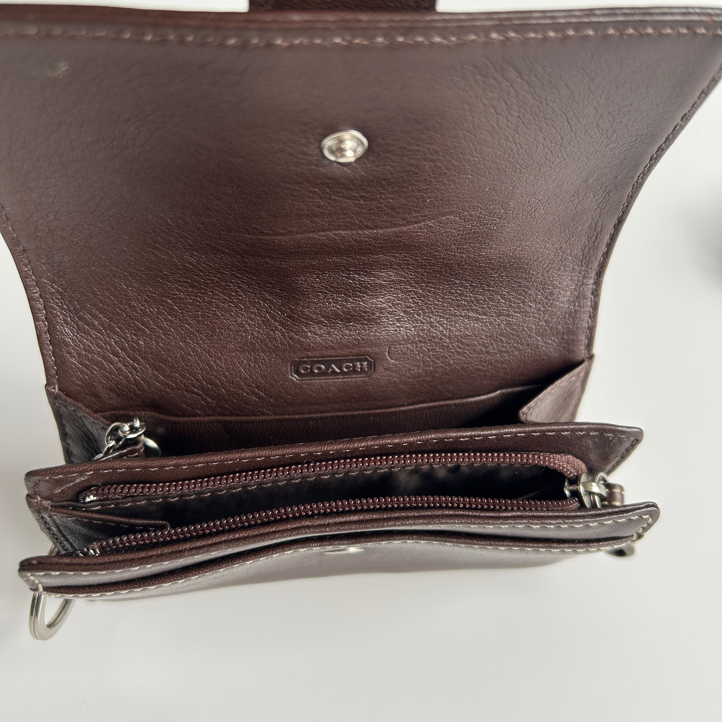 Coach Soho Buckle Trifold Dark Brown Leather Wallet F41515 Excellent