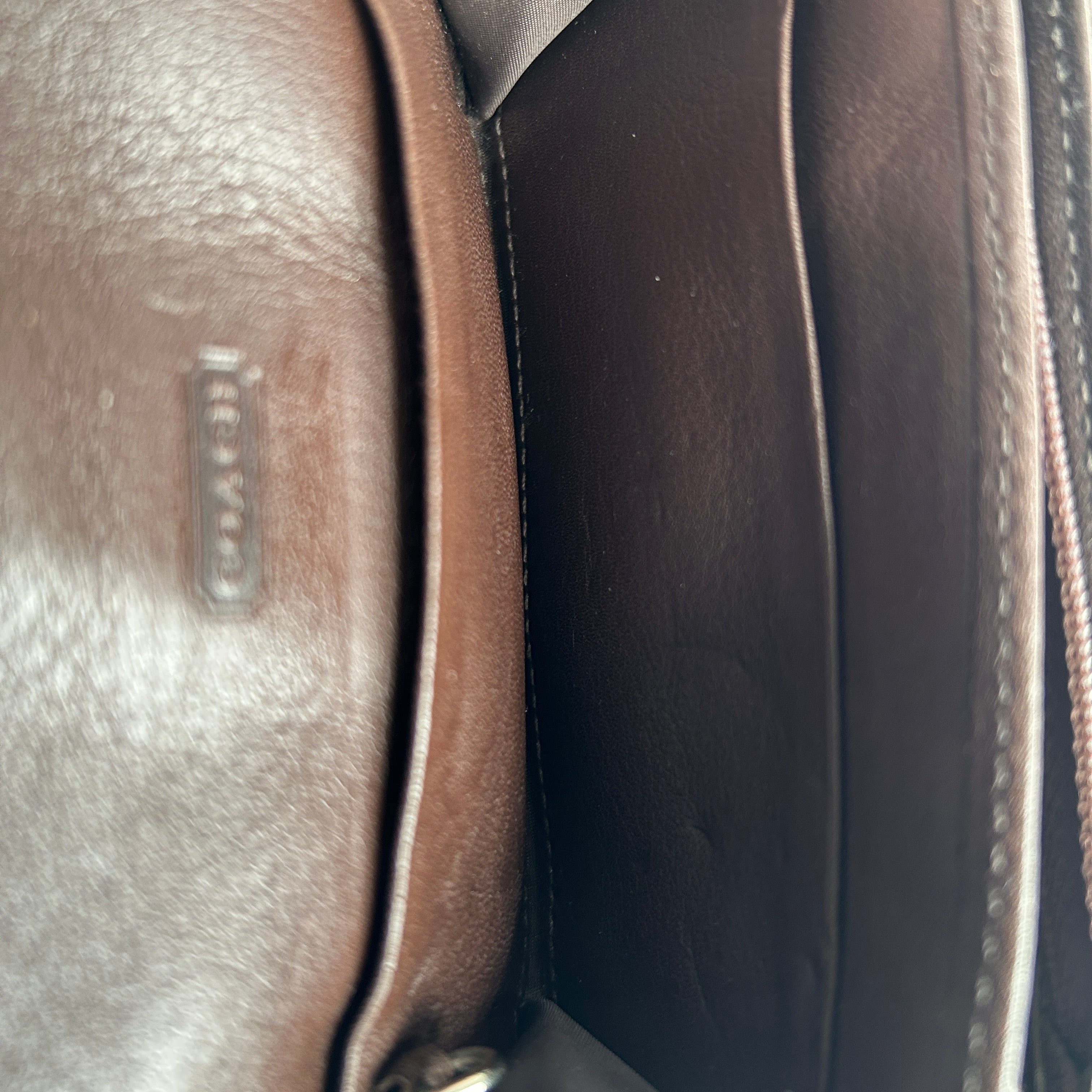 Coach Soho Buckle Trifold Dark Brown Leather Wallet F41515 Excellent