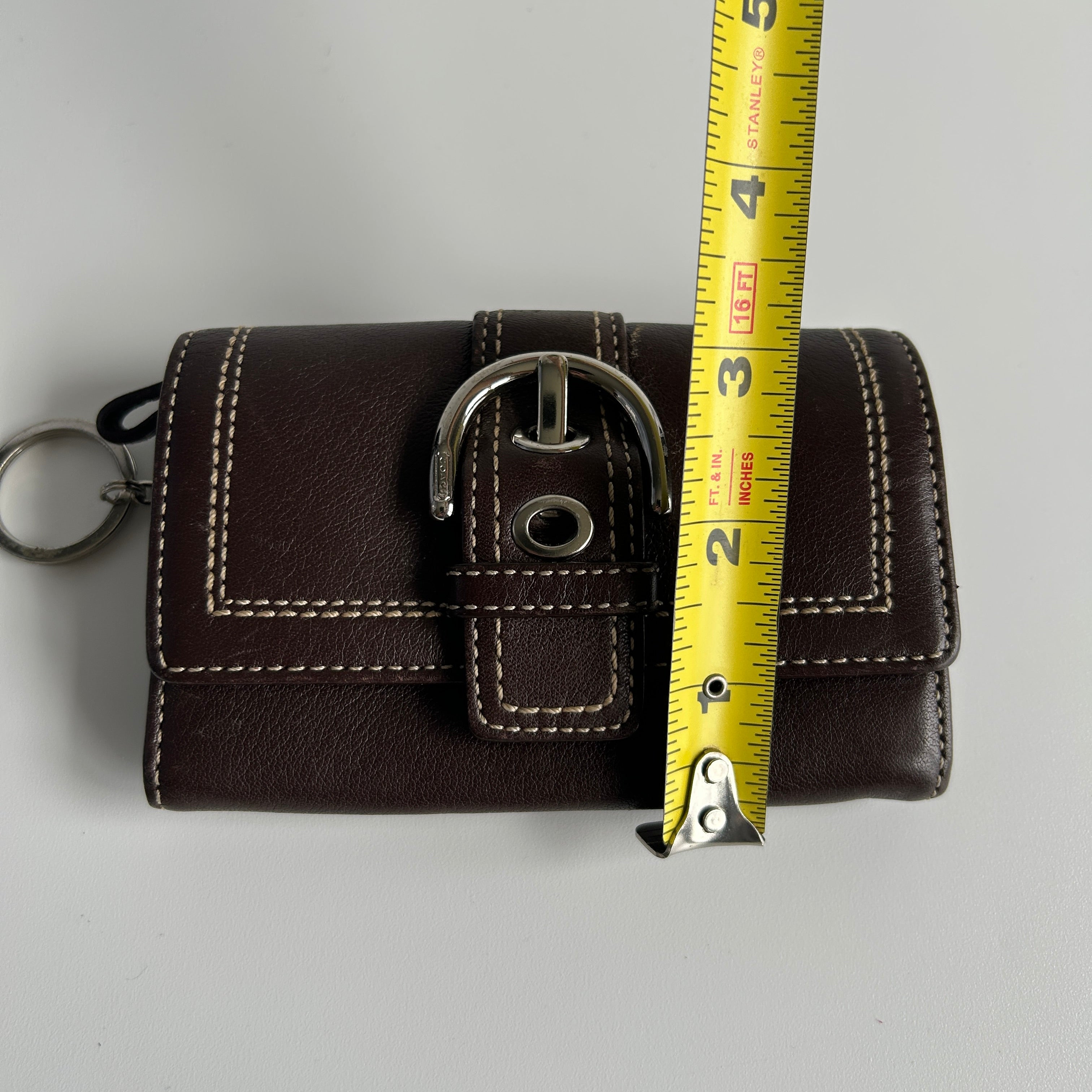 Coach Soho Buckle Trifold Dark Brown Leather Wallet F41515 Excellent