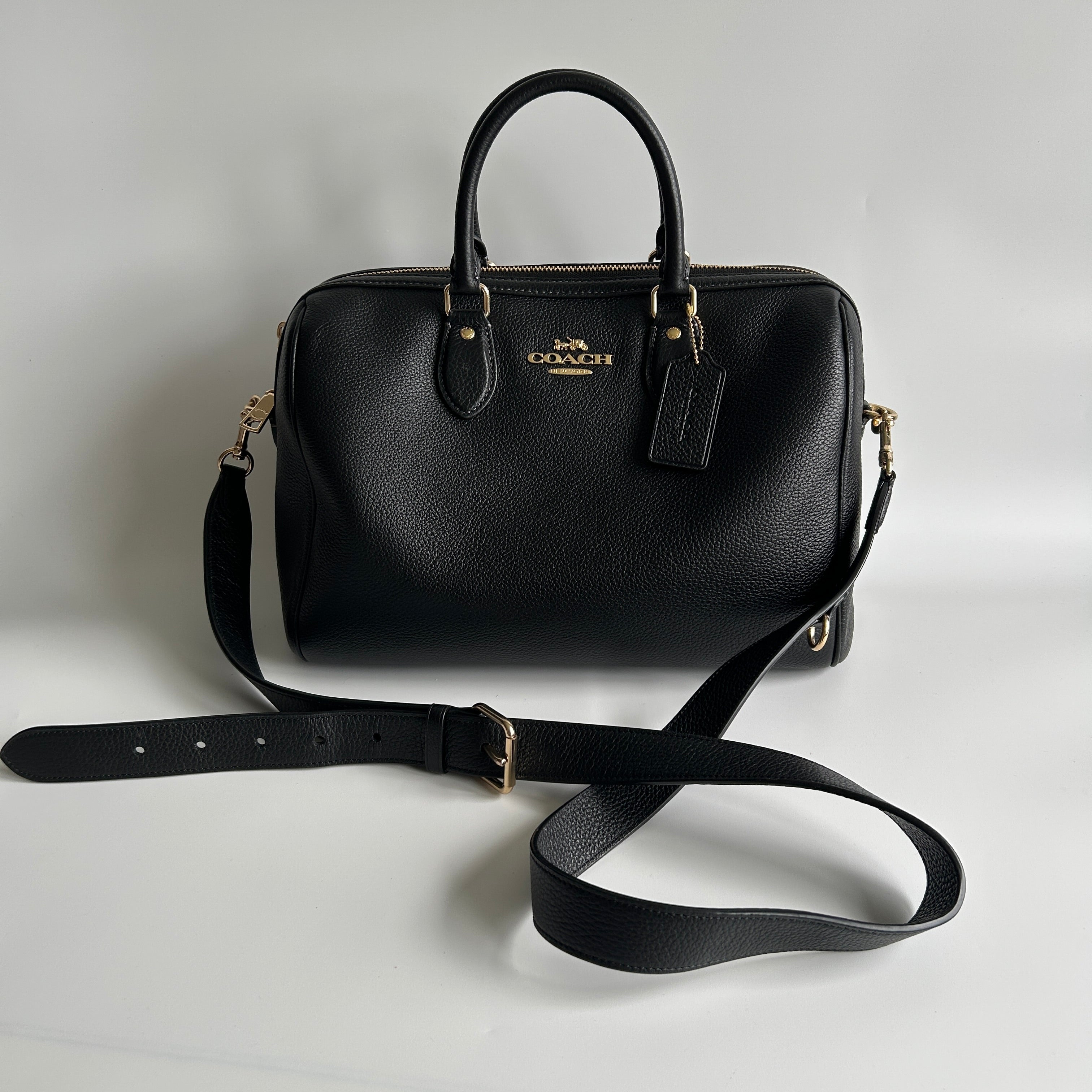 Coach Rowan Large Satchel Black Pebbled Leather Bag CV960 Excellent