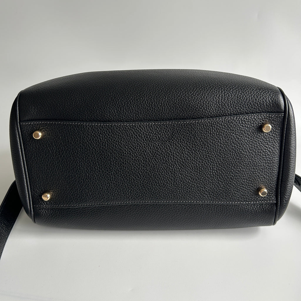 Coach Rowan Large Satchel Black Pebbled Leather Bag CV960 Excellent