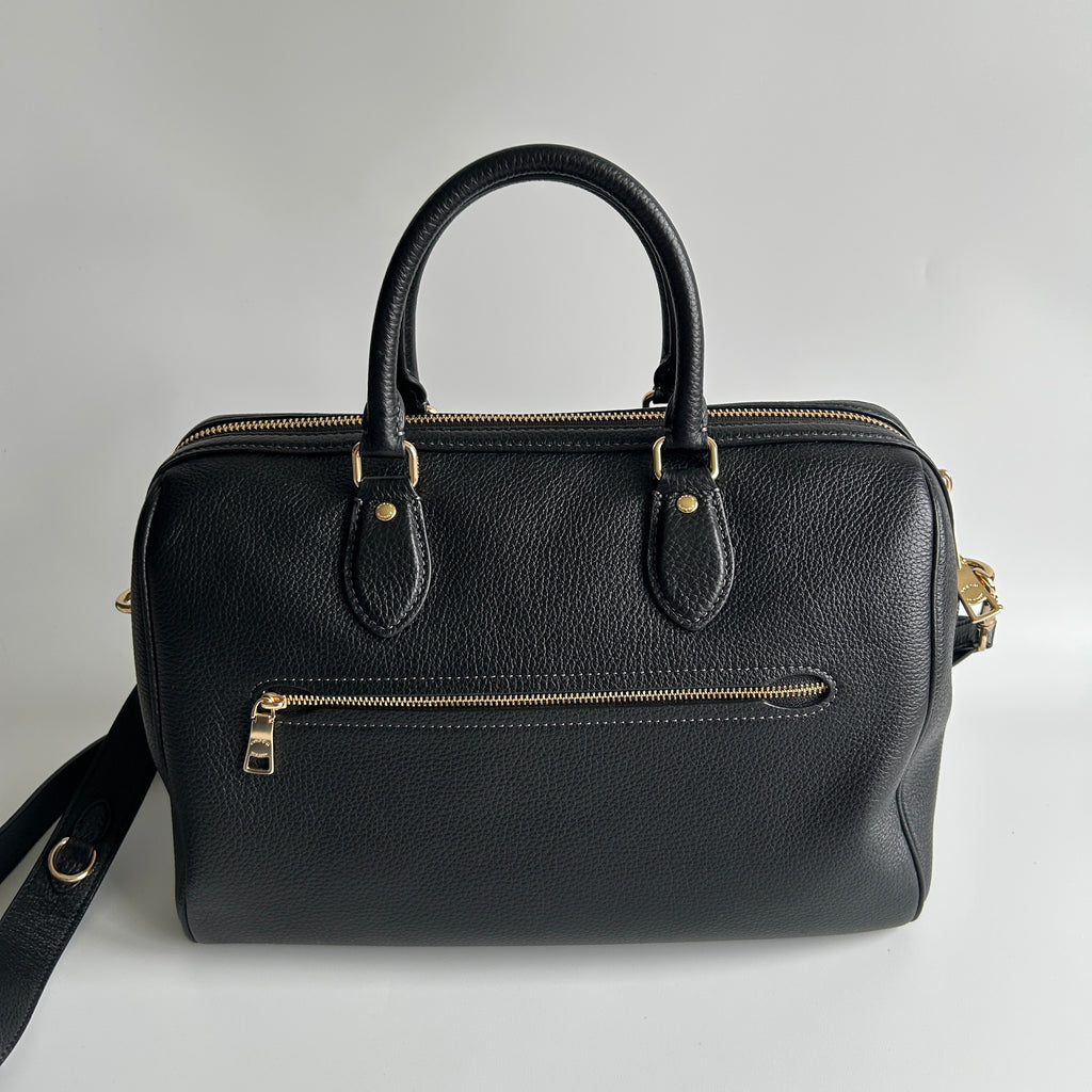 Coach Rowan Large Satchel Black Pebbled Leather Bag CV960 Excellent