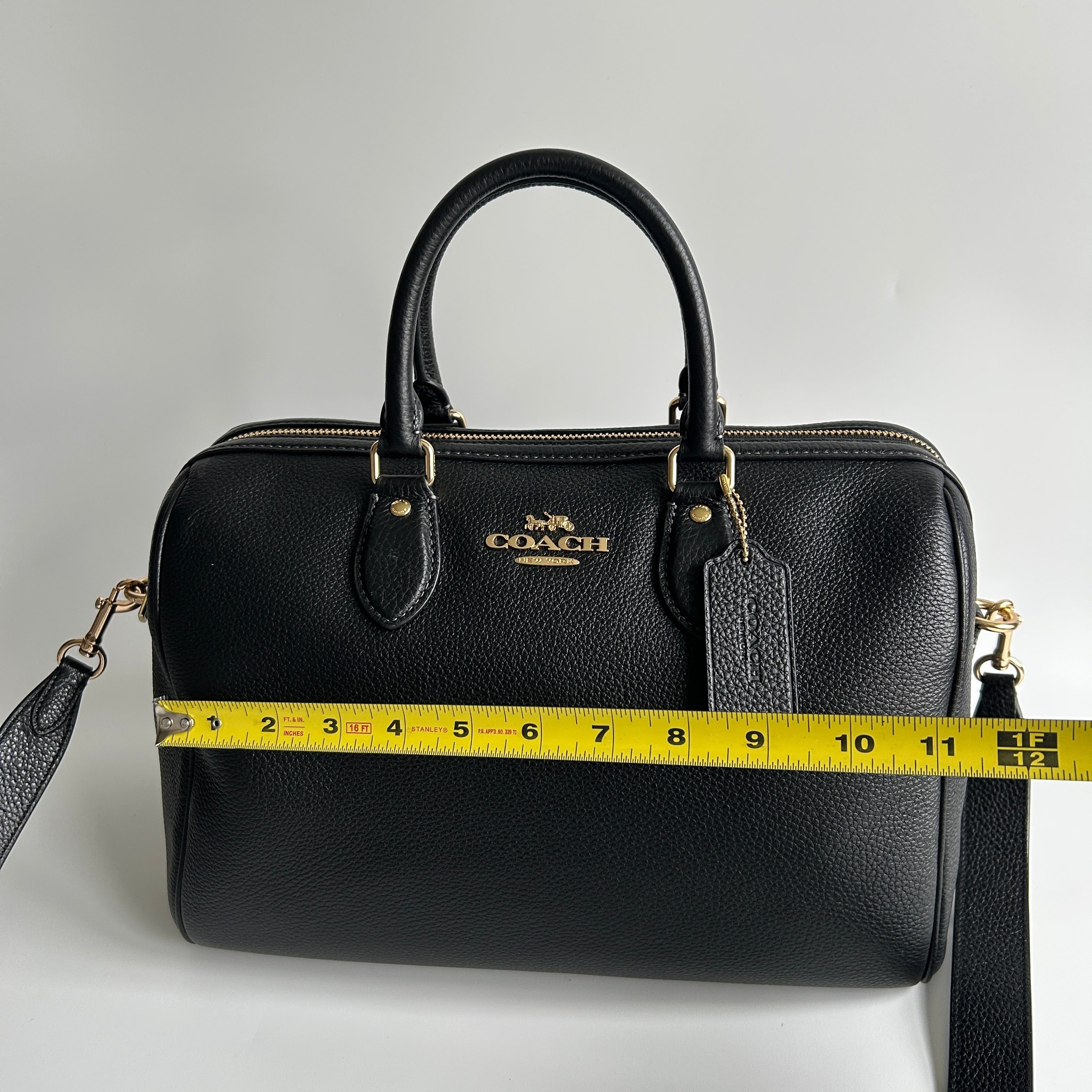 Coach Rowan Large Satchel Black Pebbled Leather Bag CV960 Excellent