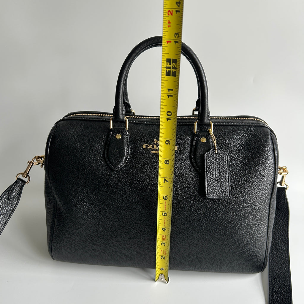 Coach Rowan Large Satchel Black Pebbled Leather Bag CV960 Excellent