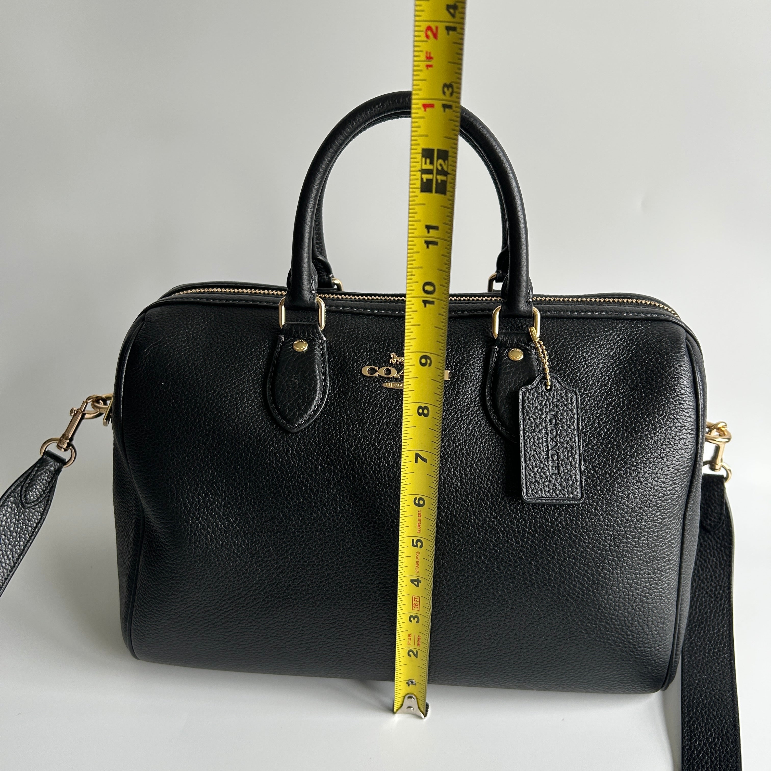 Coach Rowan Large Satchel Black Pebbled Leather Bag CV960 Excellent