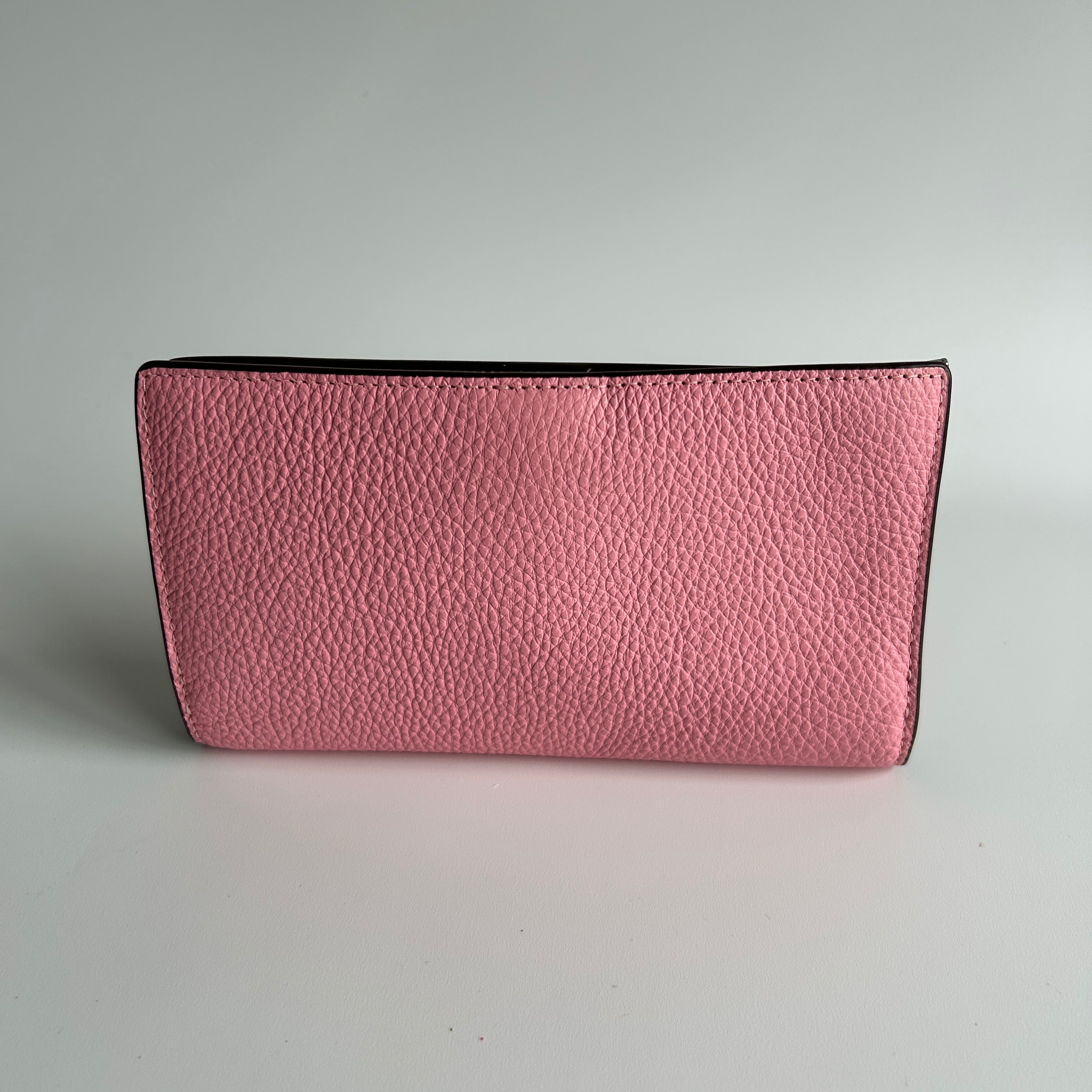 Coach Wyn Pink Pebbled Leather Soft Wallet Good