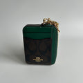 Coach Zip Card Case Brown Dark Pine Signature Canvas Wallet C0058 Excellent