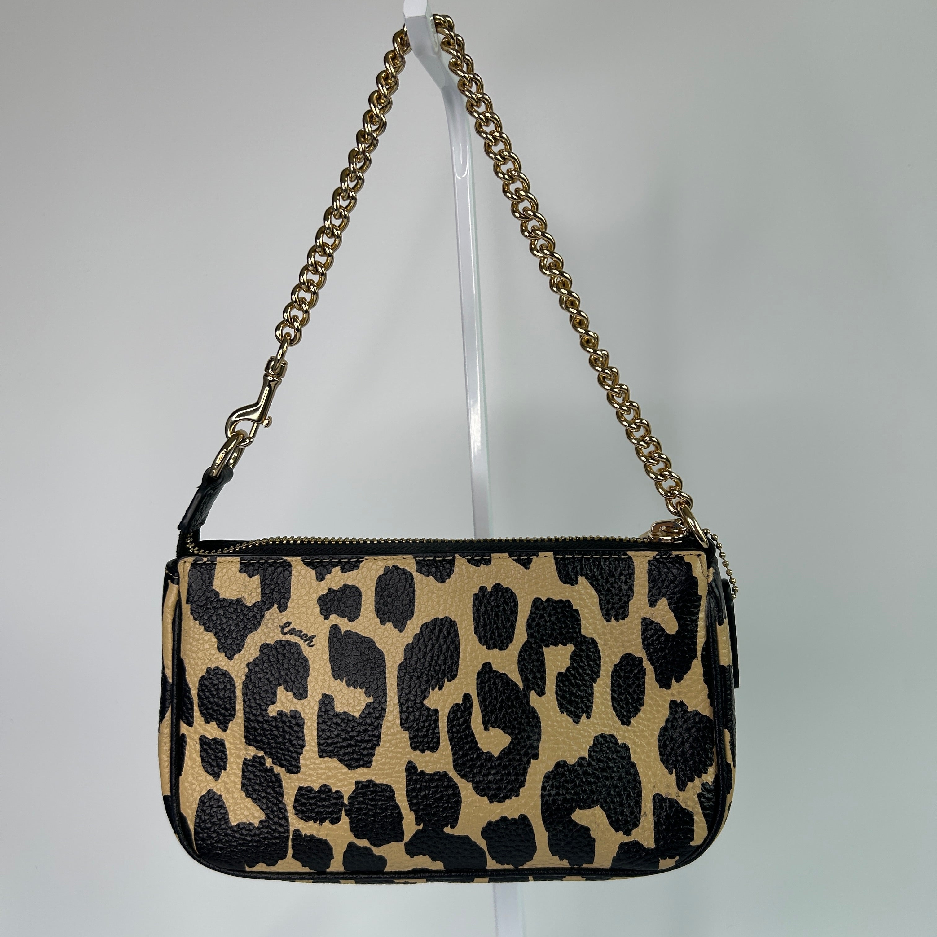 Coach Nolita 19 Leopard Print Leather Wristlet Bag Excellent