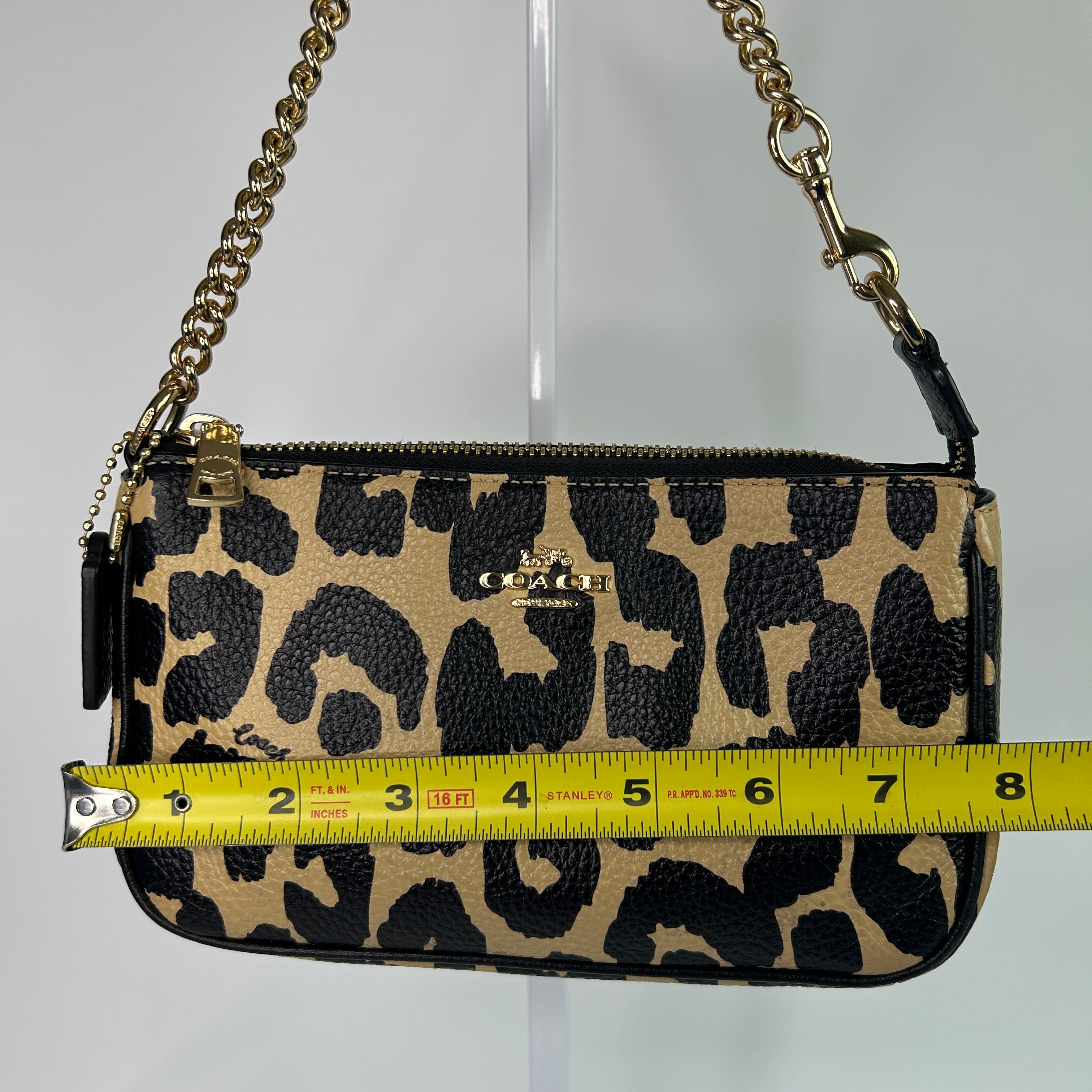 Coach Nolita 19 Leopard Print Leather Wristlet Bag Excellent