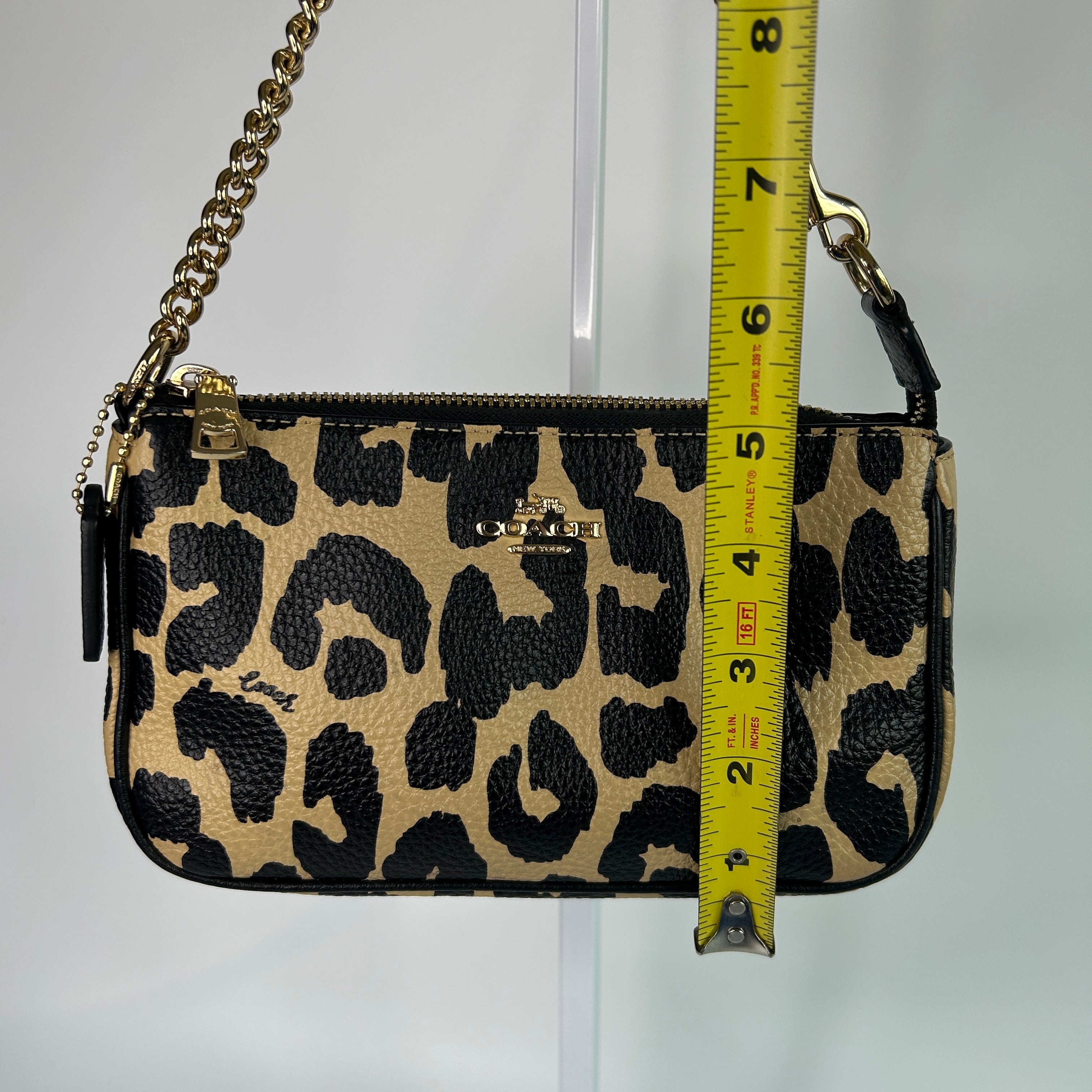 Coach Nolita 19 Leopard Print Leather Wristlet Bag Excellent