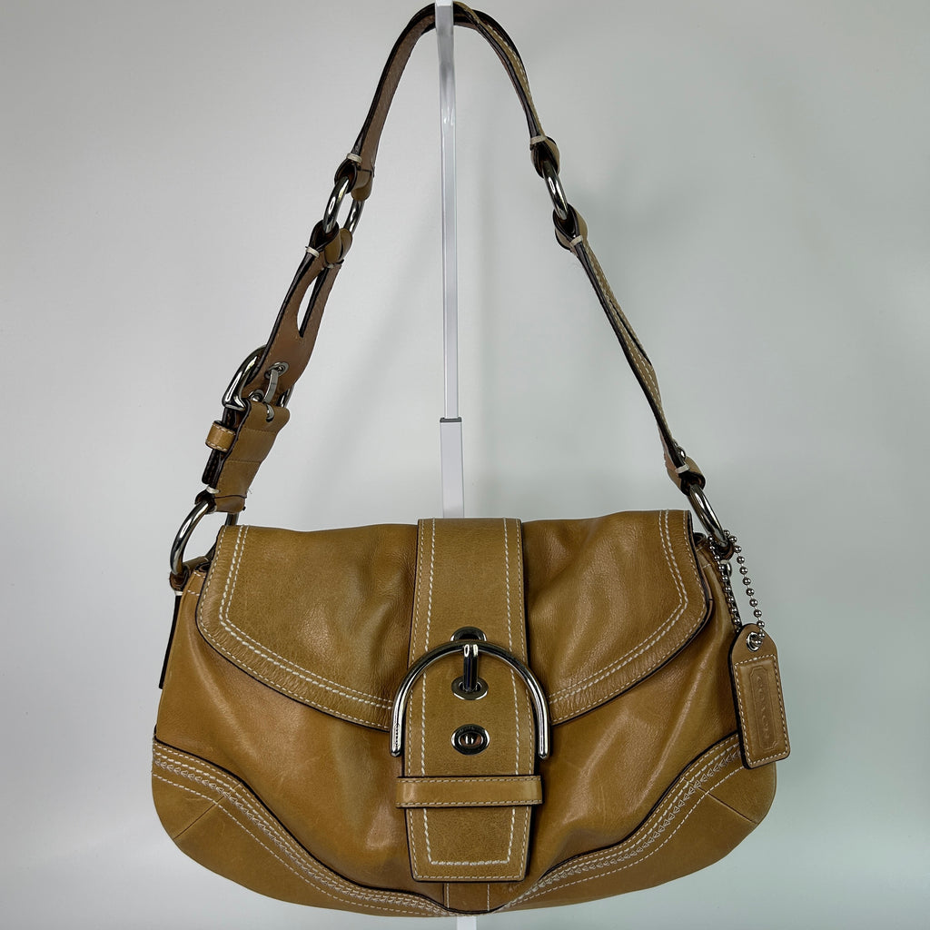 Coach Soho 10578 British Tan Leather Flap Shoulder Bag Good