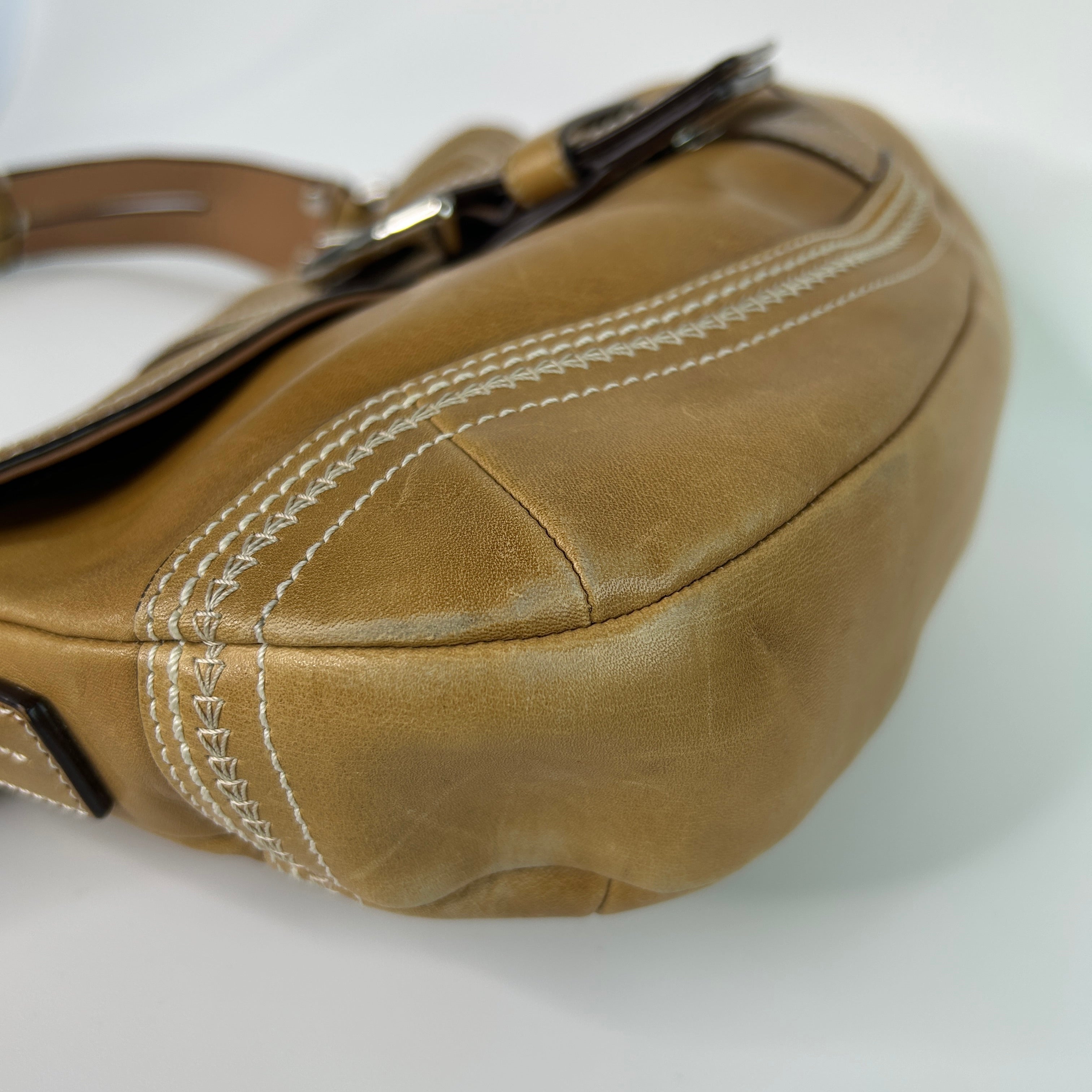 Coach Soho 10578 British Tan Leather Flap Shoulder Bag Good