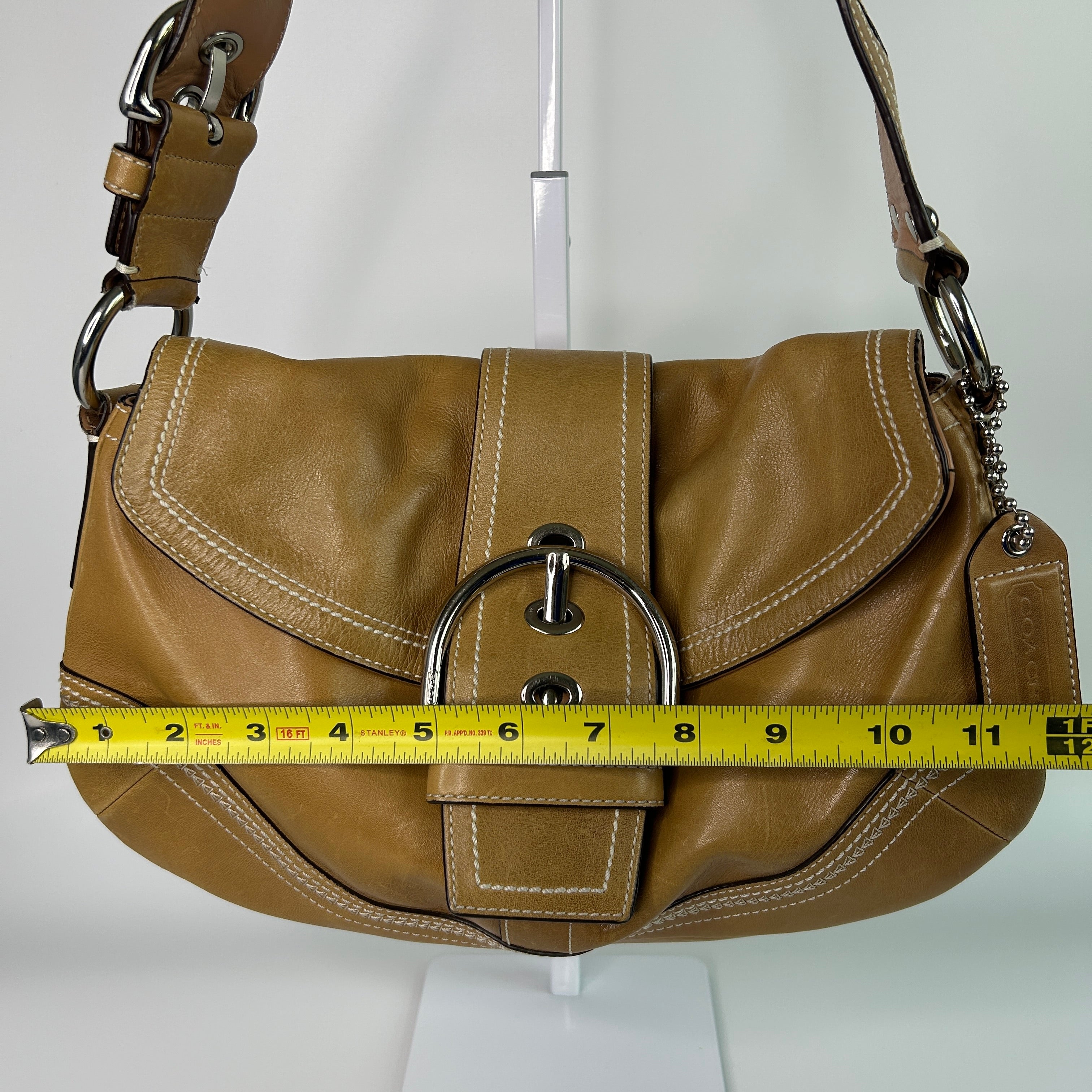 Coach Soho 10578 British Tan Leather Flap Shoulder Bag Good