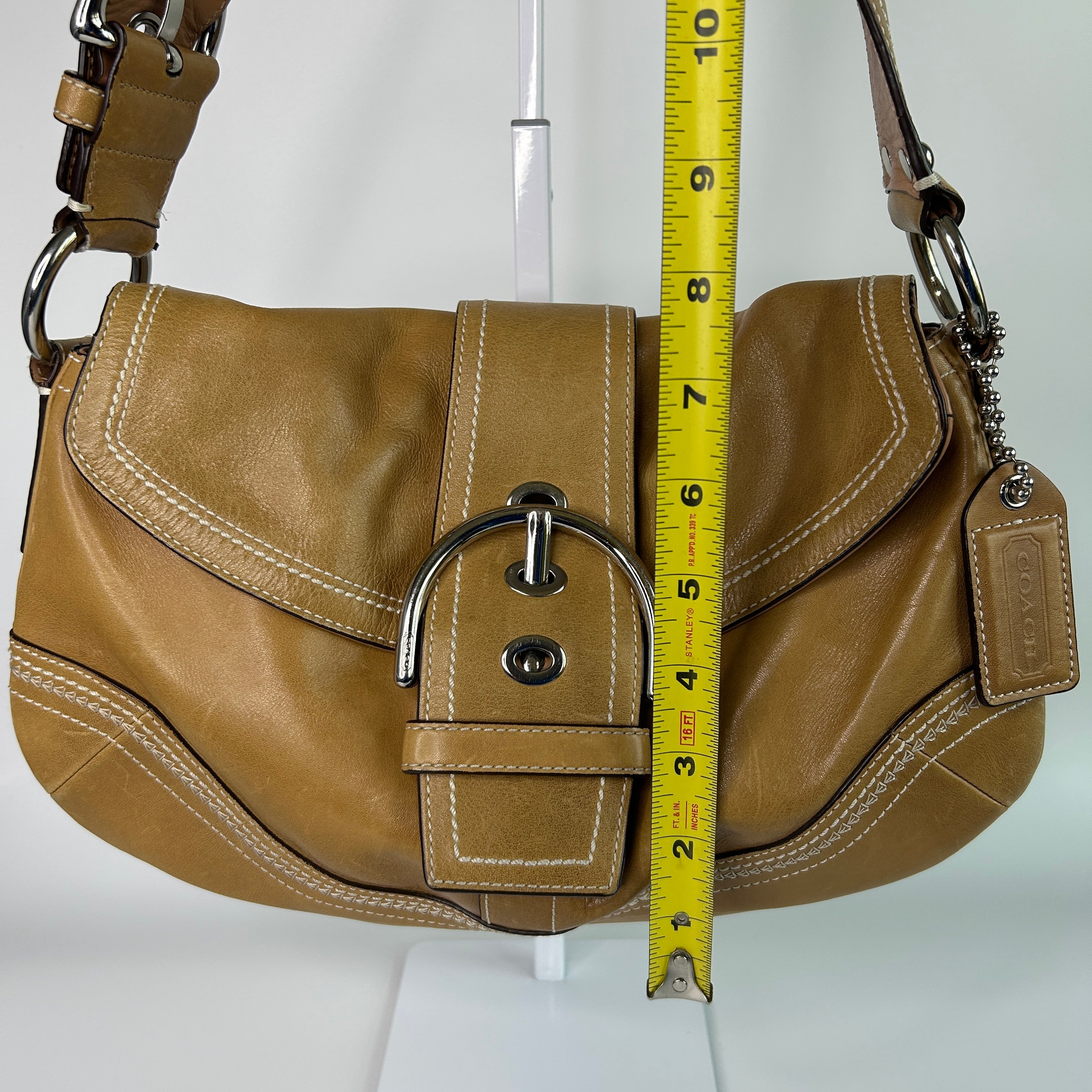 Coach Soho 10578 British Tan Leather Flap Shoulder Bag Good