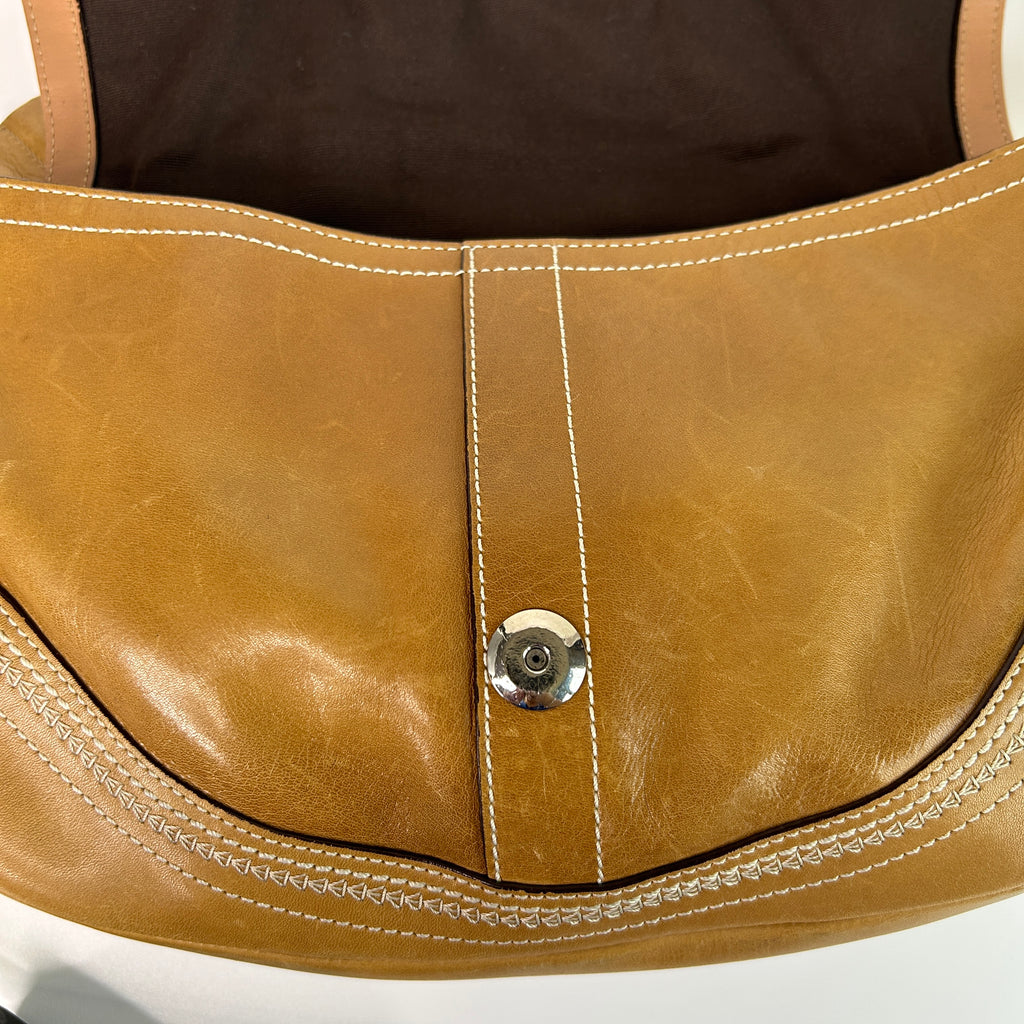 Coach Soho 10578 British Tan Leather Flap Shoulder Bag Good