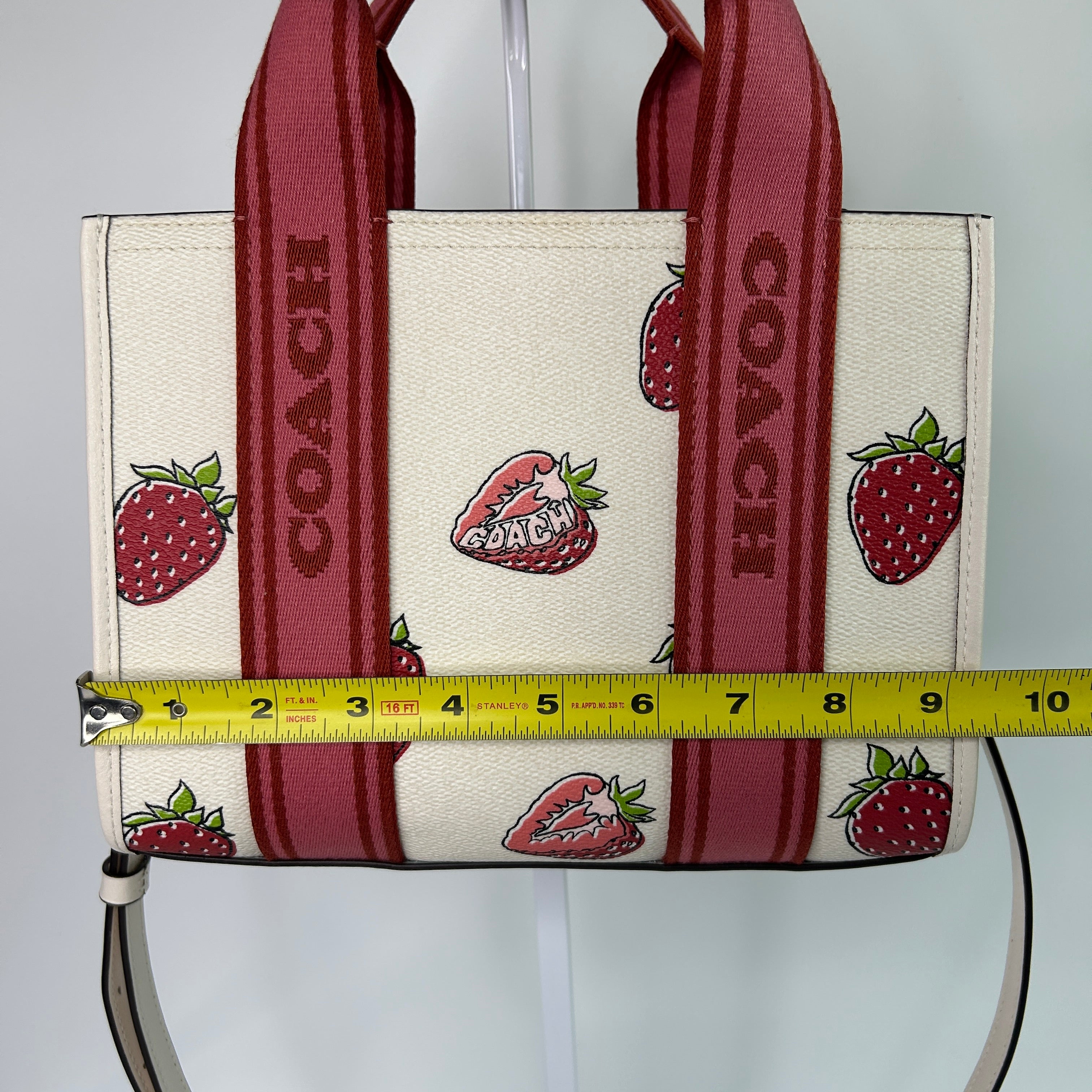 Coach Smith Tote 24 Chalk Strawberry Print Coated Canvas Bag Excellent