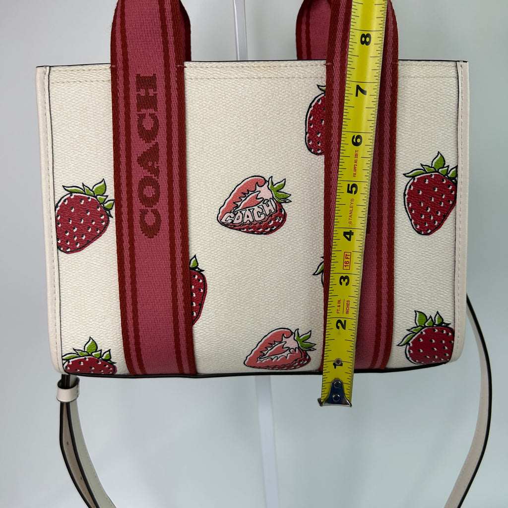 Coach Smith Tote 24 Chalk Strawberry Print Coated Canvas Bag Excellent
