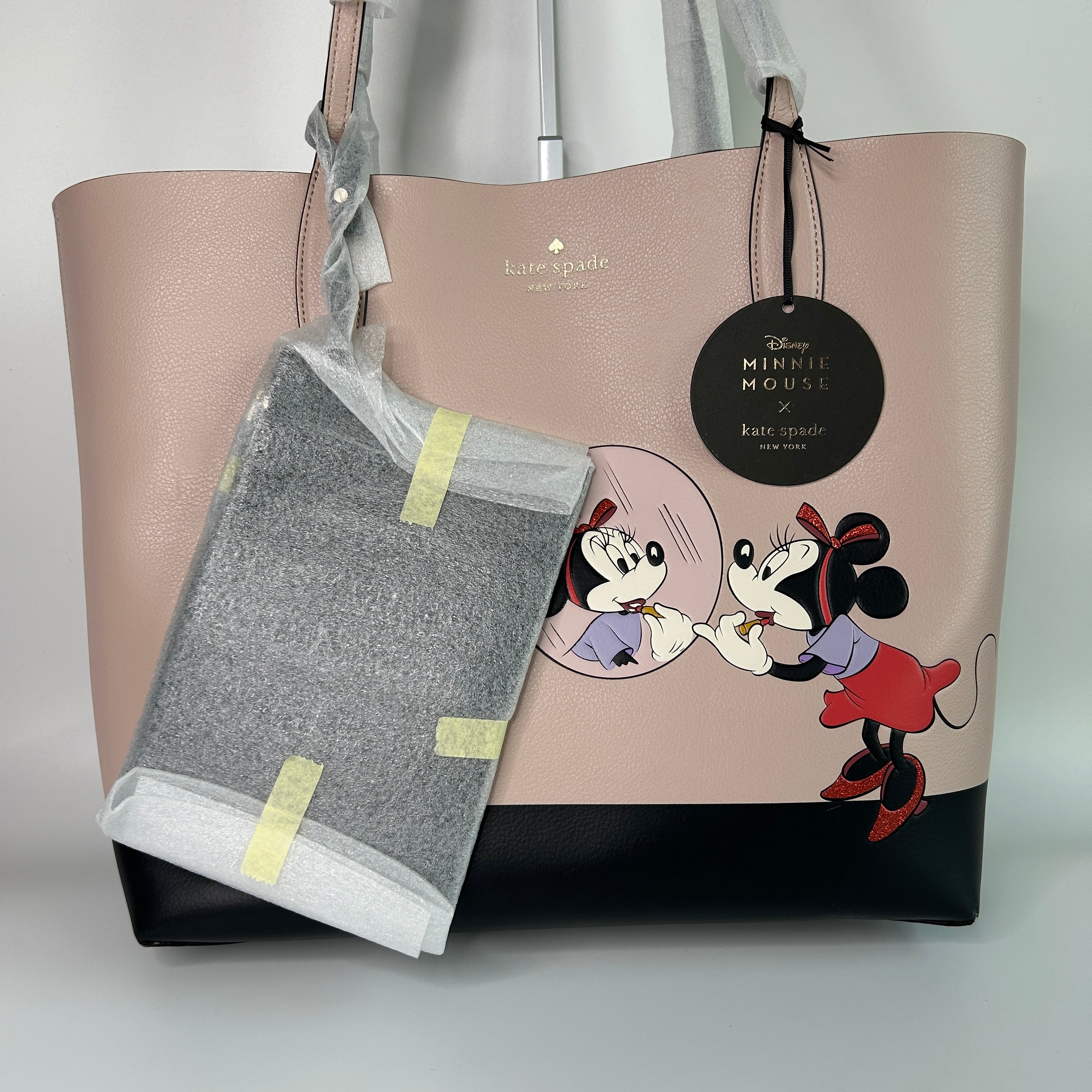 Kate Spade Disney Minnie Mouse Pink Leather Tote Bag New With Imperfections