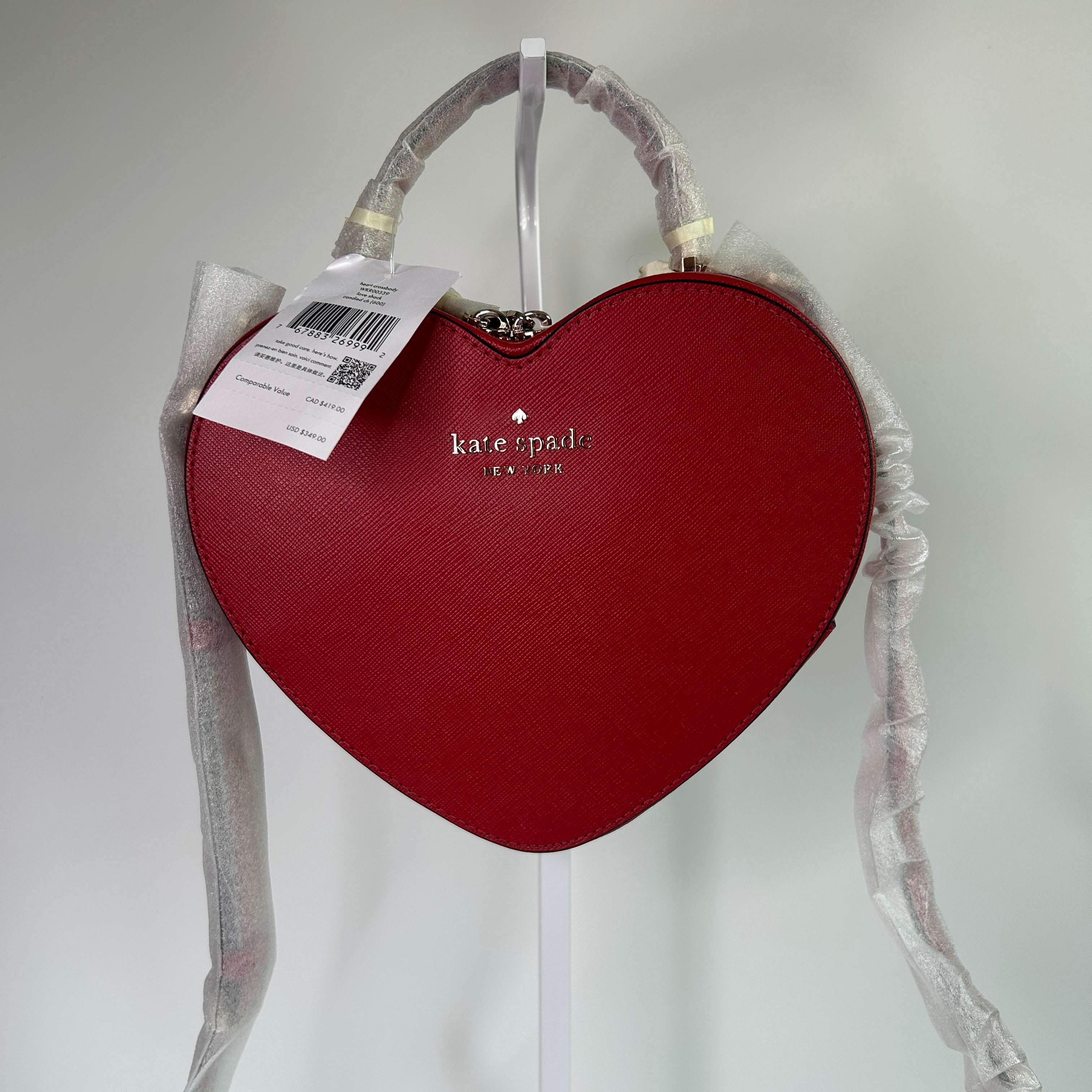 Kate Spade Love Shack Red Saffiano Leather Heart Crossbody Bag NEW