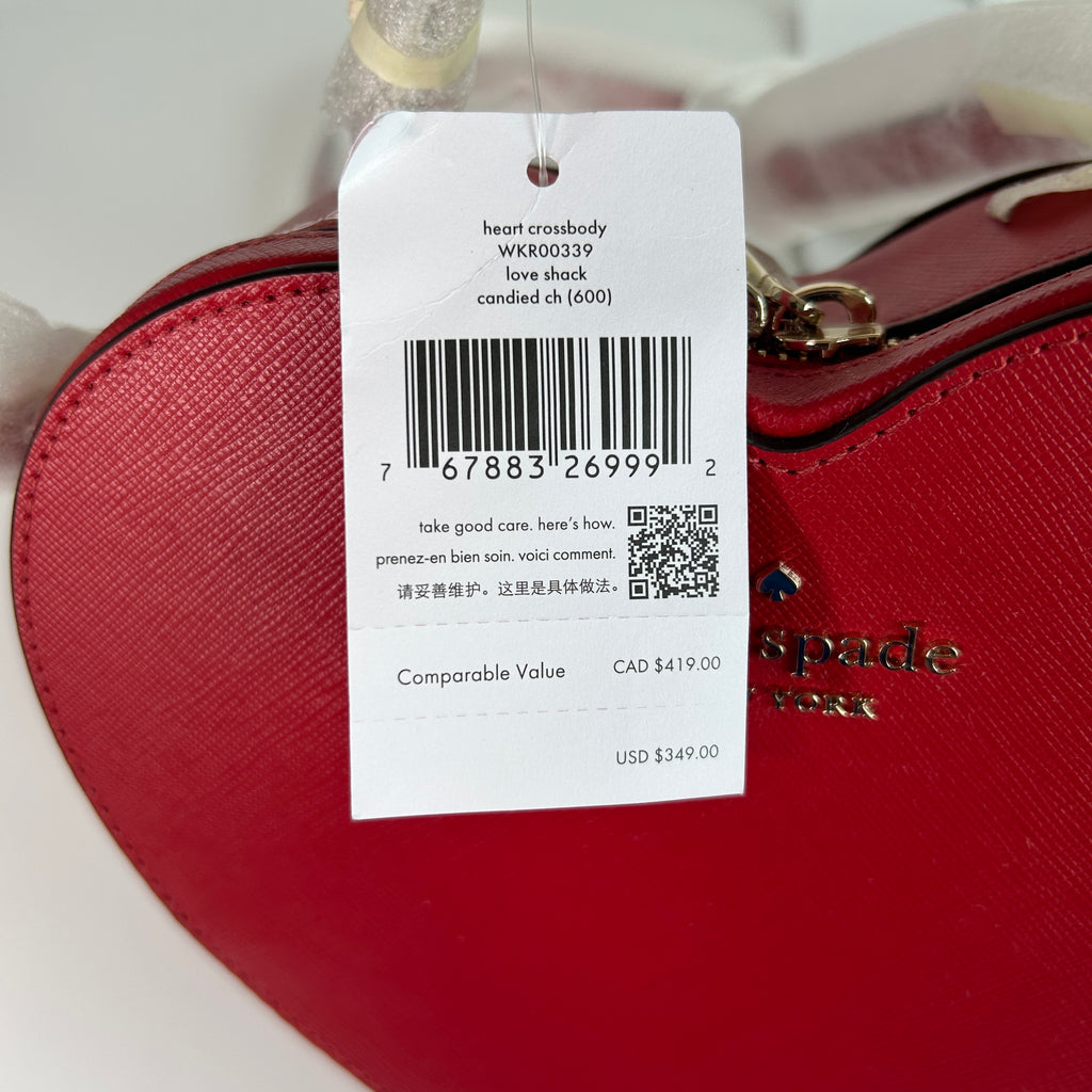 Kate Spade Love Shack Red Saffiano Leather Heart Crossbody Bag NEW