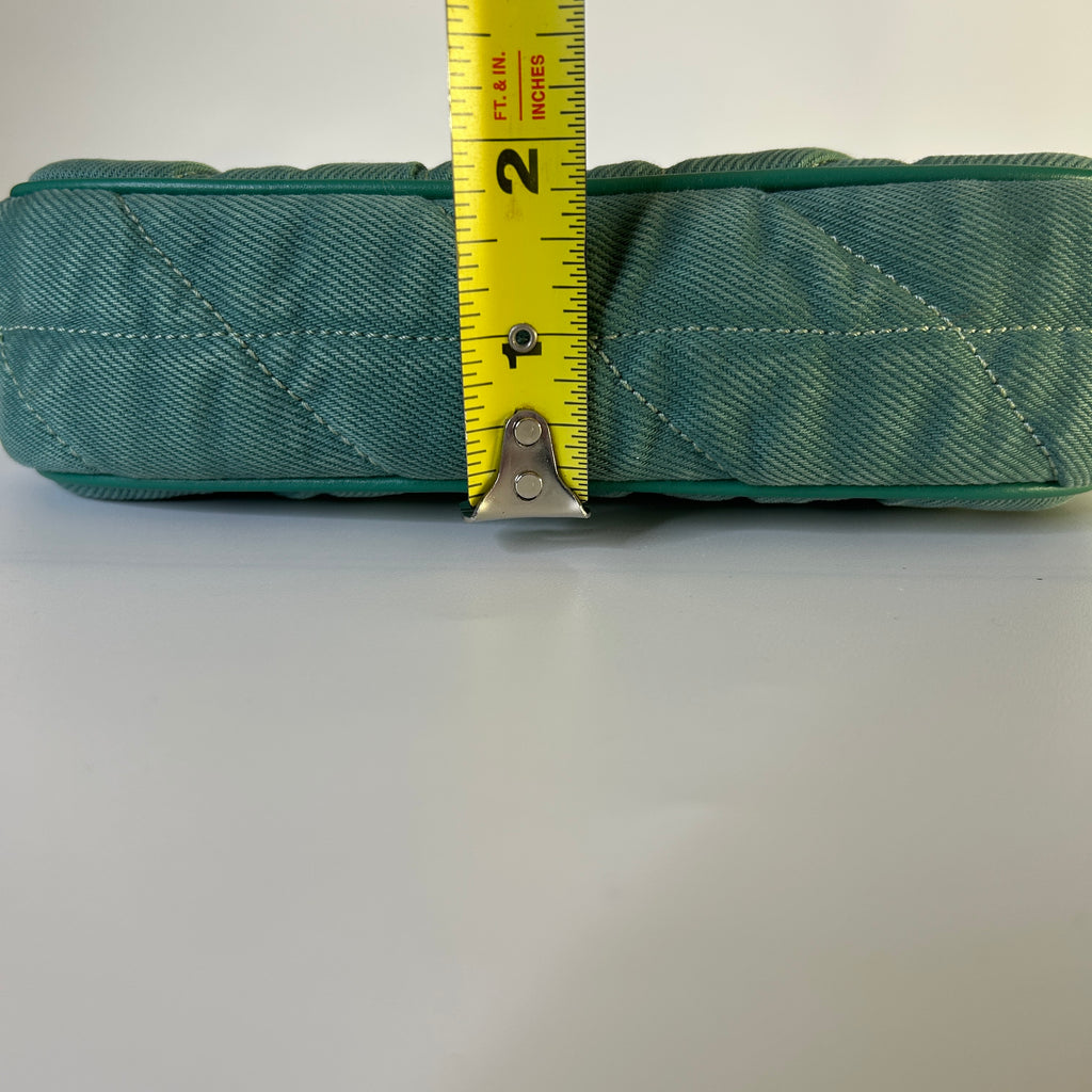 Coach Nolita 19 Green Quilted Denim Wristlet Shoulder Bag Excellent