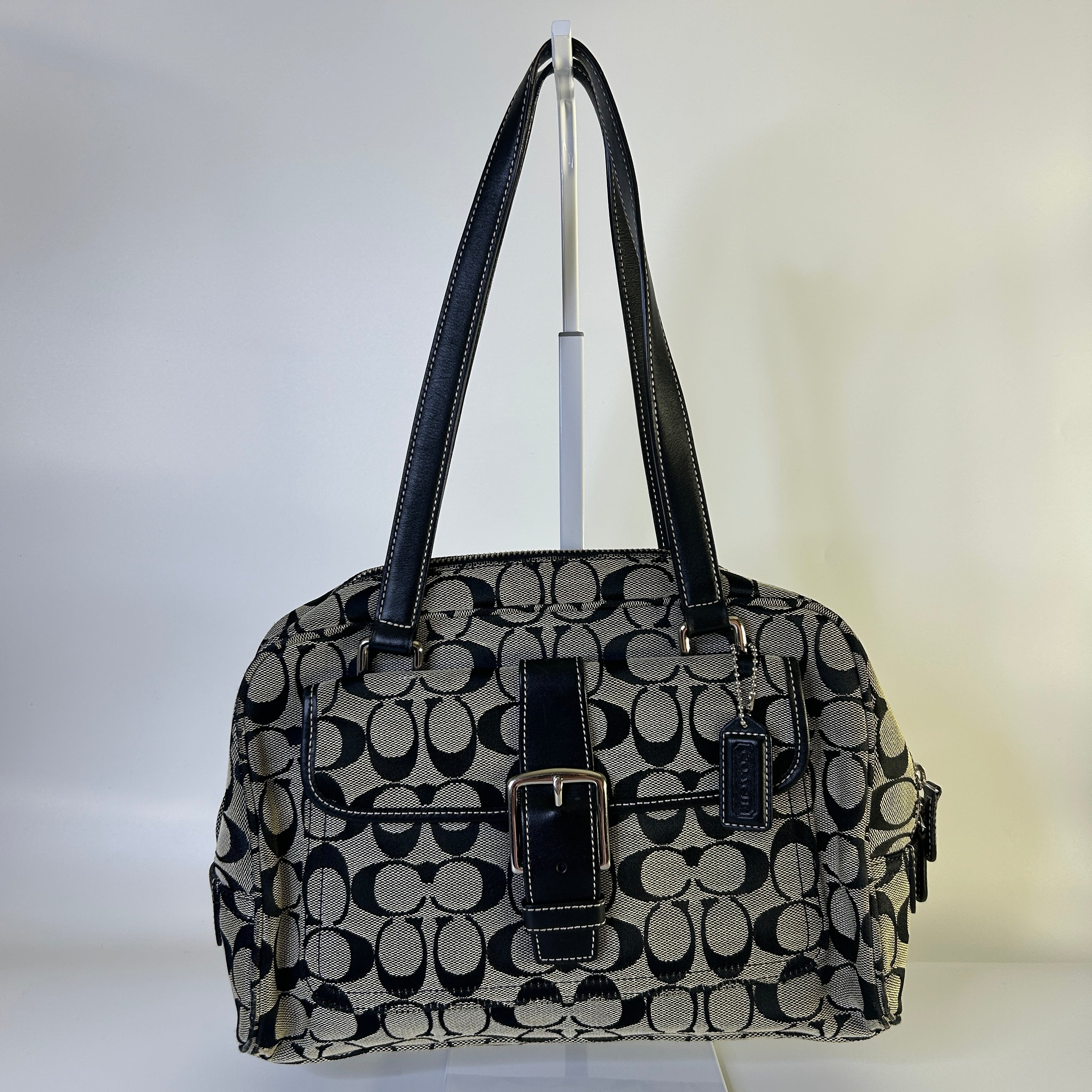 Coach Soho Signature Black Canvas Leather Satchel Bag 6846 Good