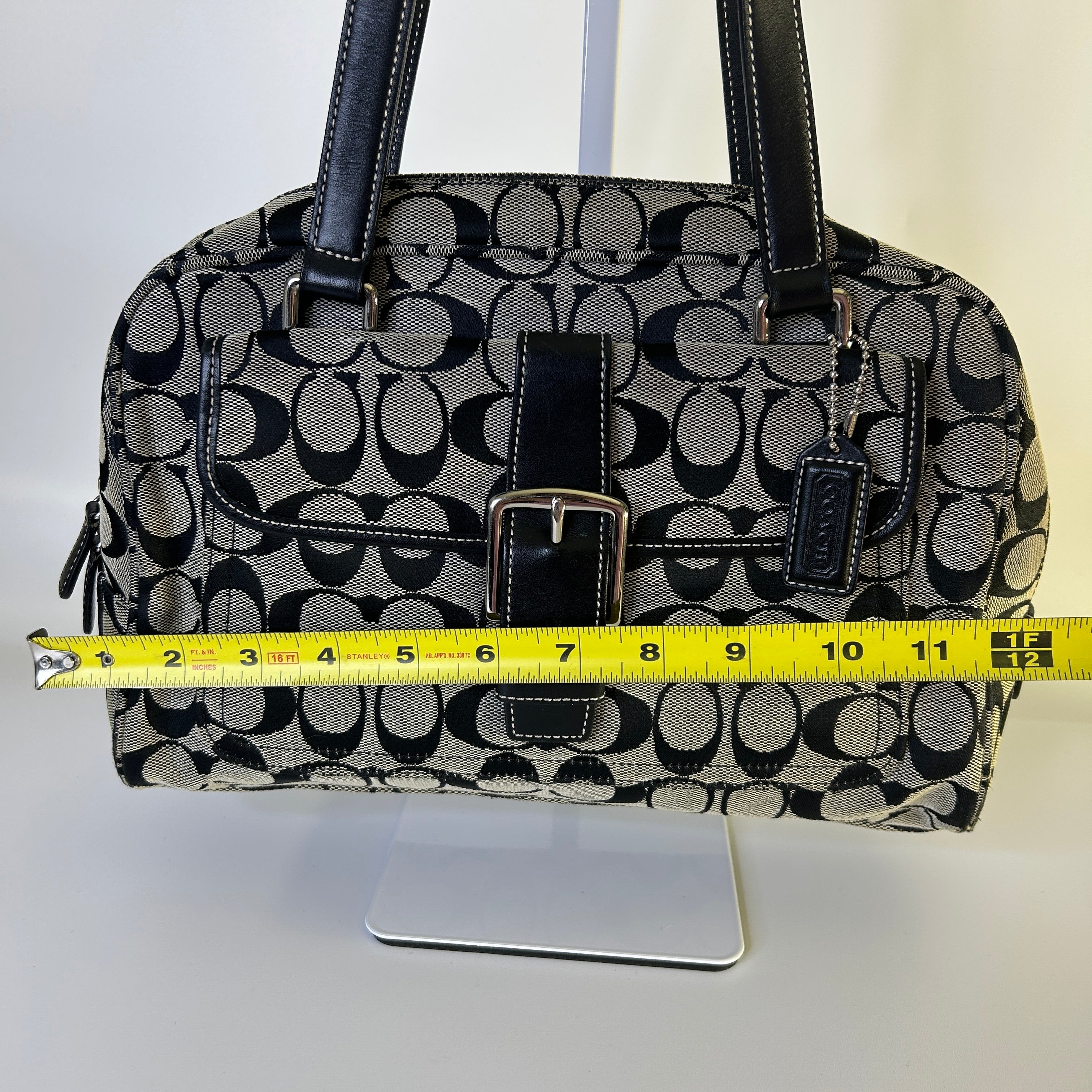 Coach Soho Signature Black Canvas Leather Satchel Bag 6846 Good