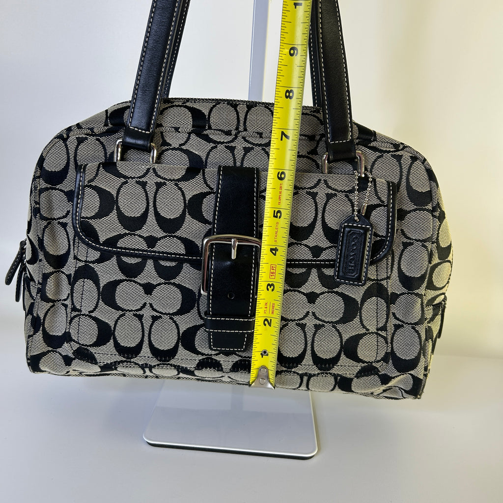 Coach Soho Signature Black Canvas Leather Satchel Bag 6846 Good