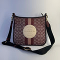 Coach Dempsey File Bag Wine Signature Jacquard Leather Crossbody Excellent