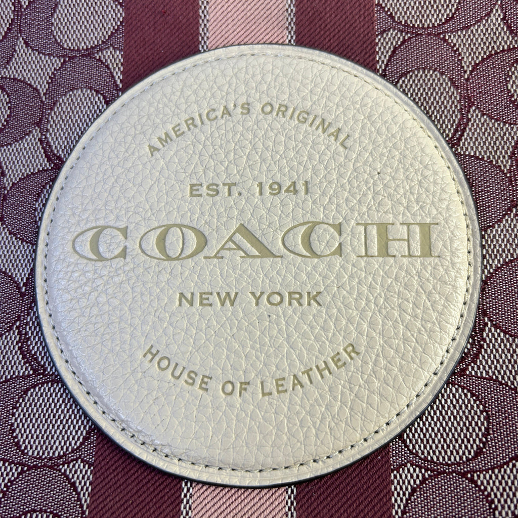 Coach Dempsey File Bag Wine Signature Jacquard Leather Crossbody Excellent