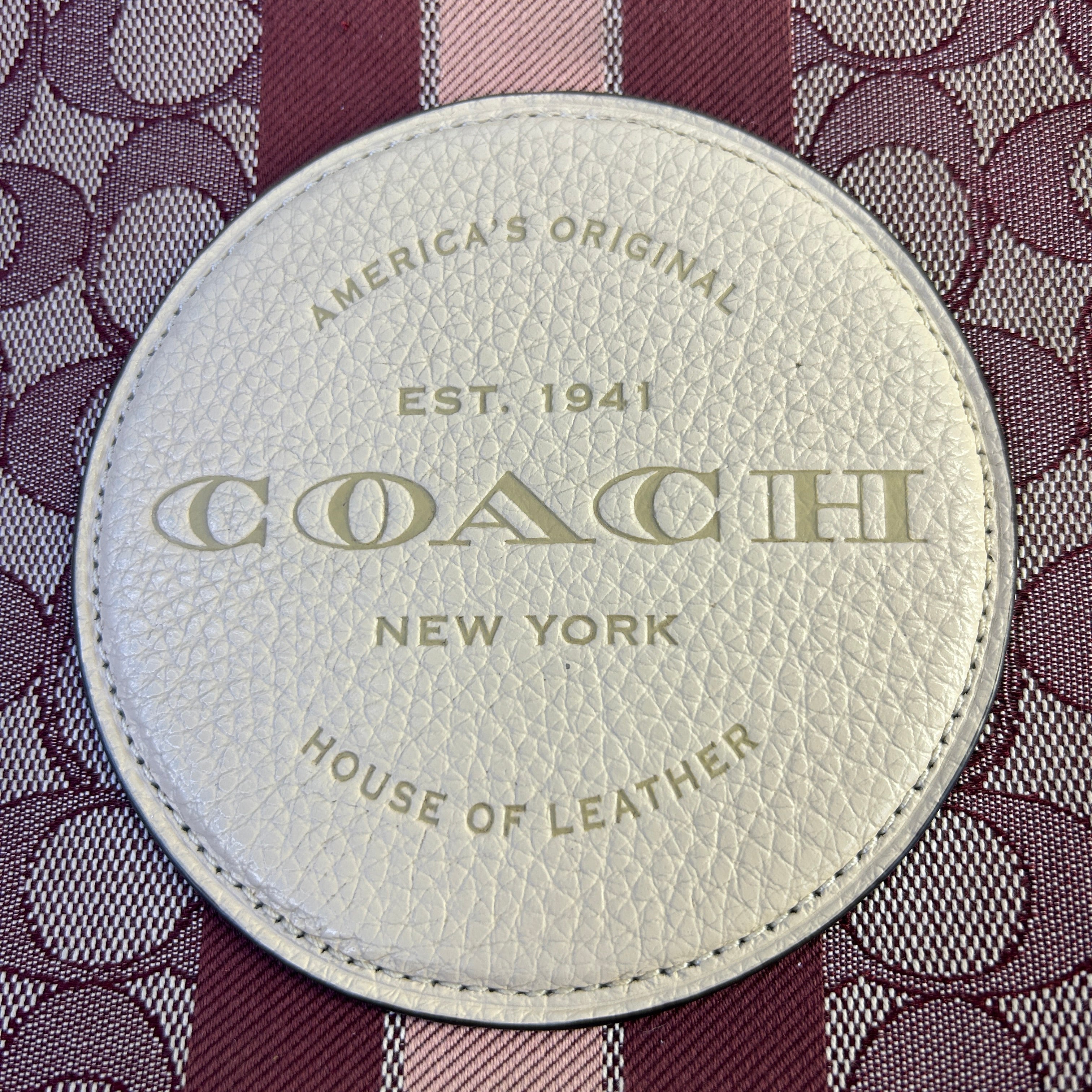 Coach Dempsey File Bag Wine Signature Jacquard Leather Crossbody Excellent